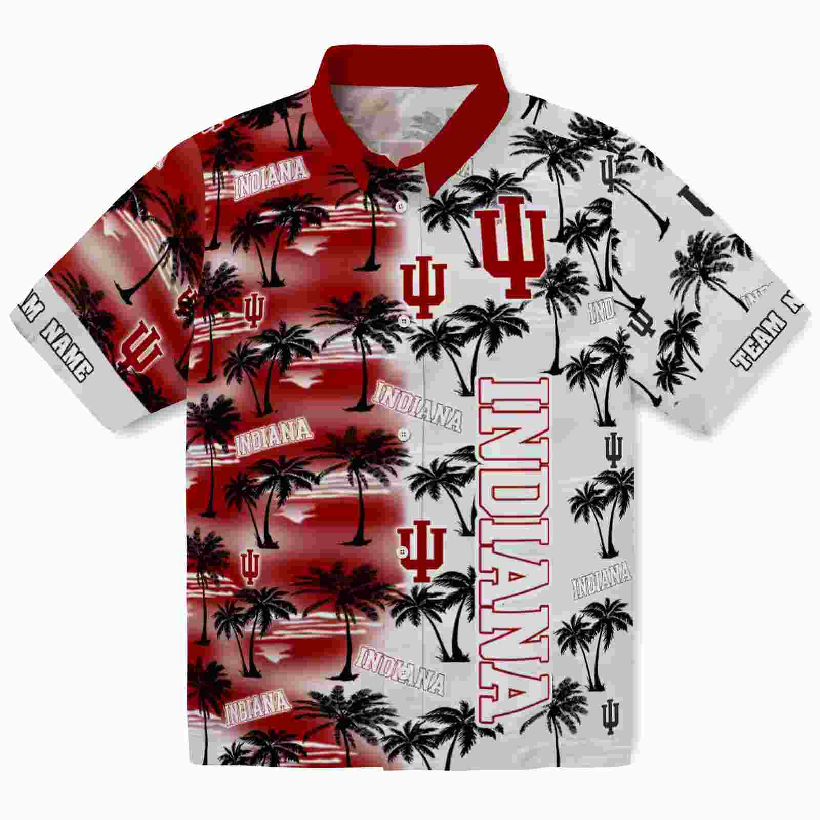 Customized Indiana Hoosiers Palm Silhouettes Red Hawaiian Shirt