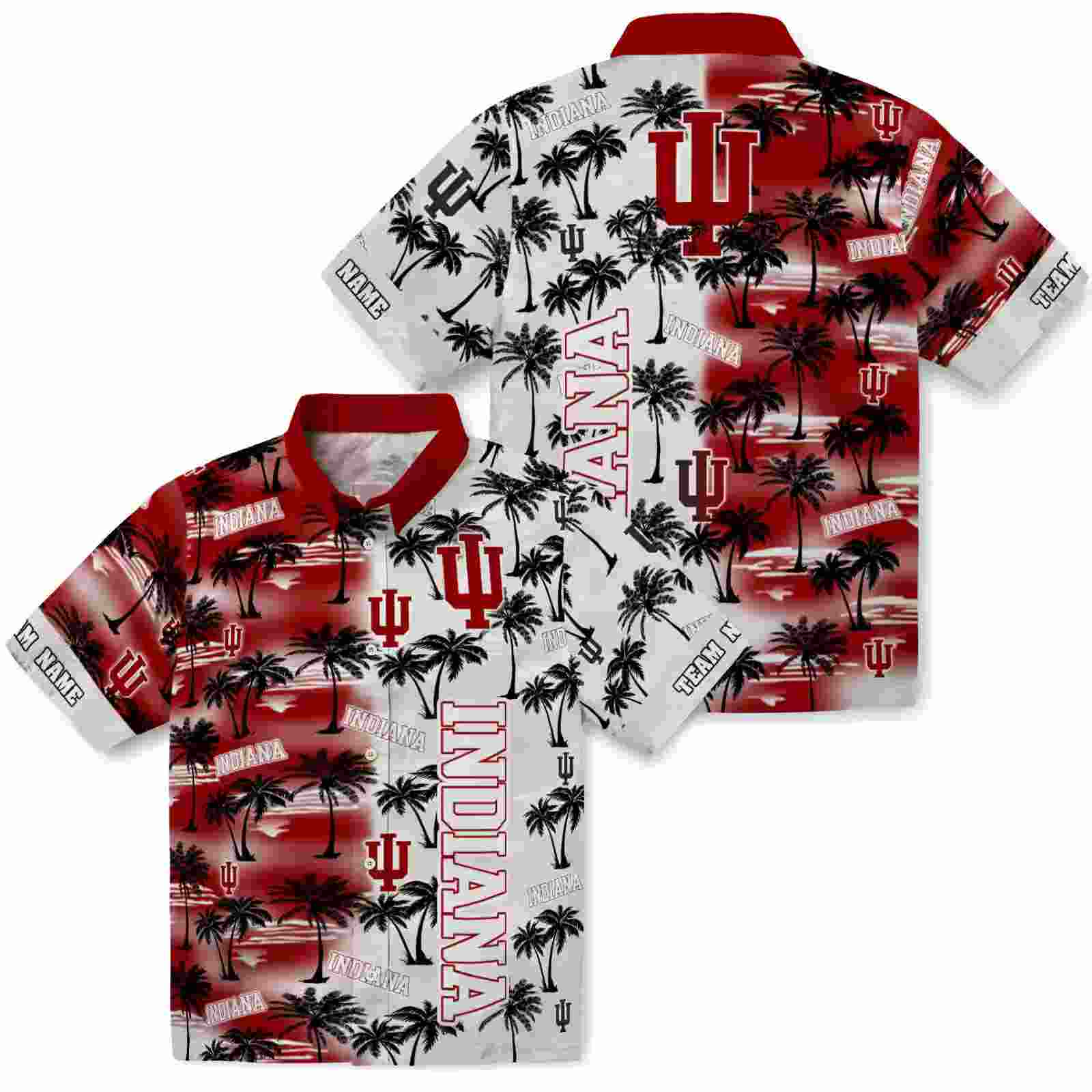 customized indiana hoosiers palm silhouettes red hawaiian shirt high quality