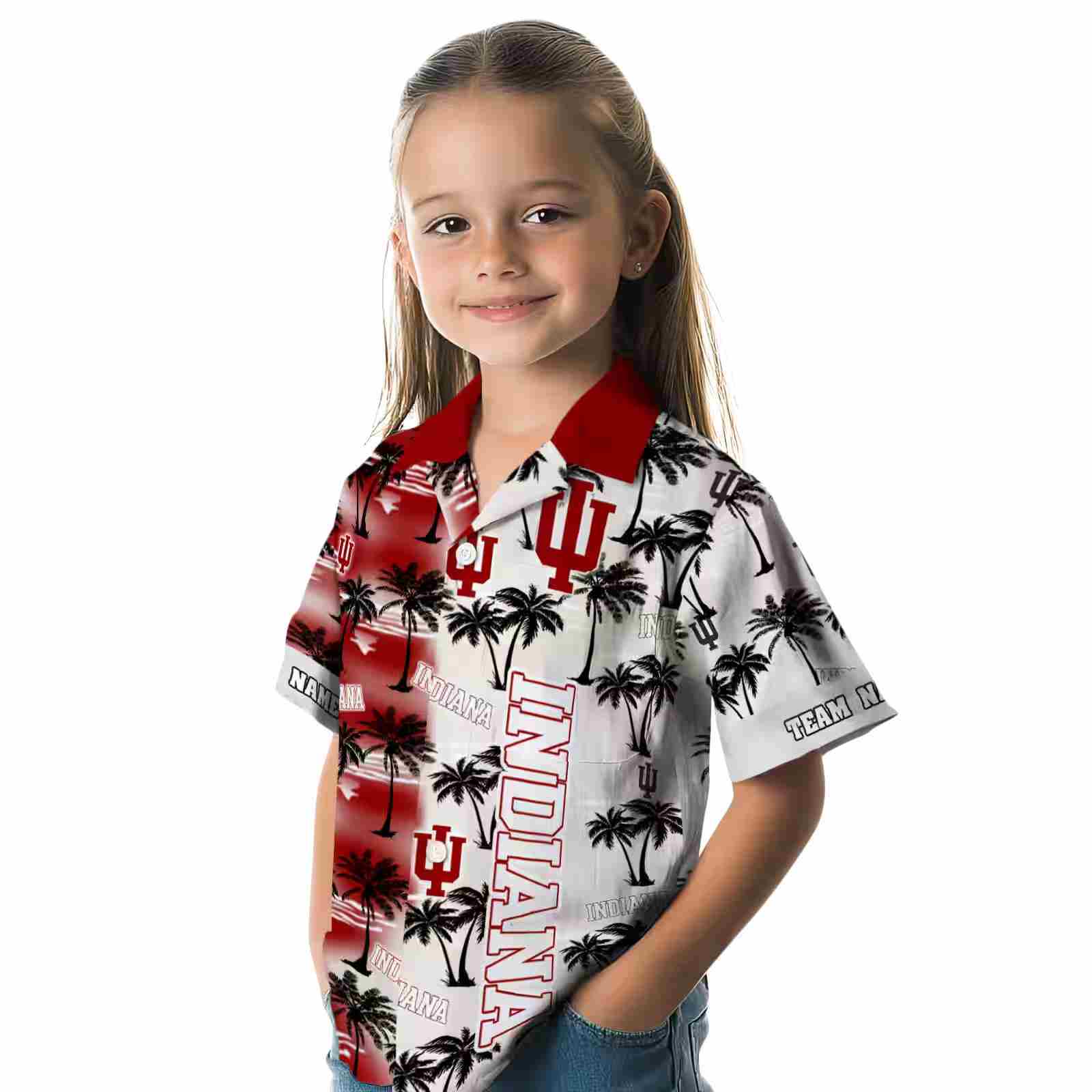 customized indiana hoosiers palm silhouettes red hawaiian shirt premium grade