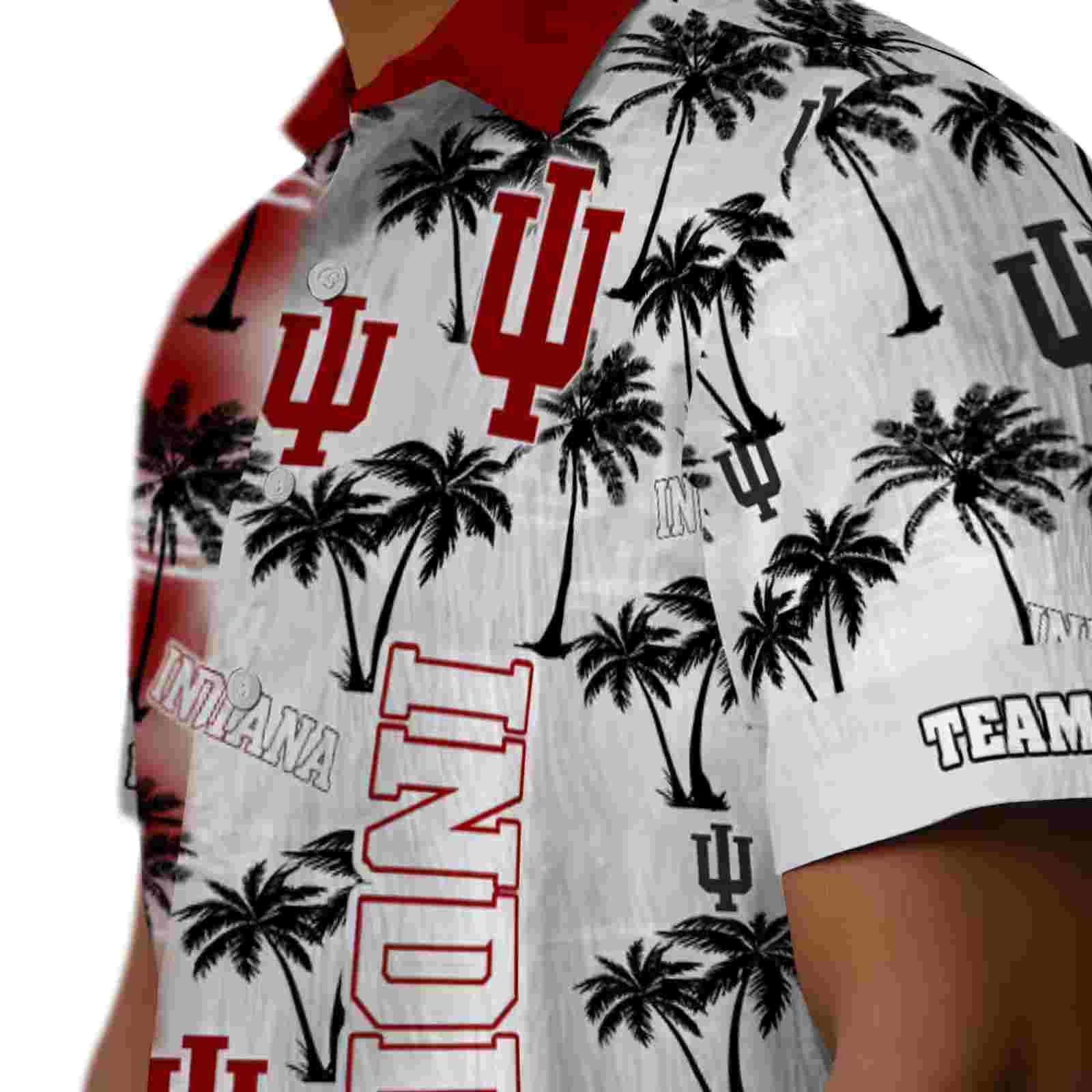 customized indiana hoosiers palm silhouettes red hawaiian shirt trendy