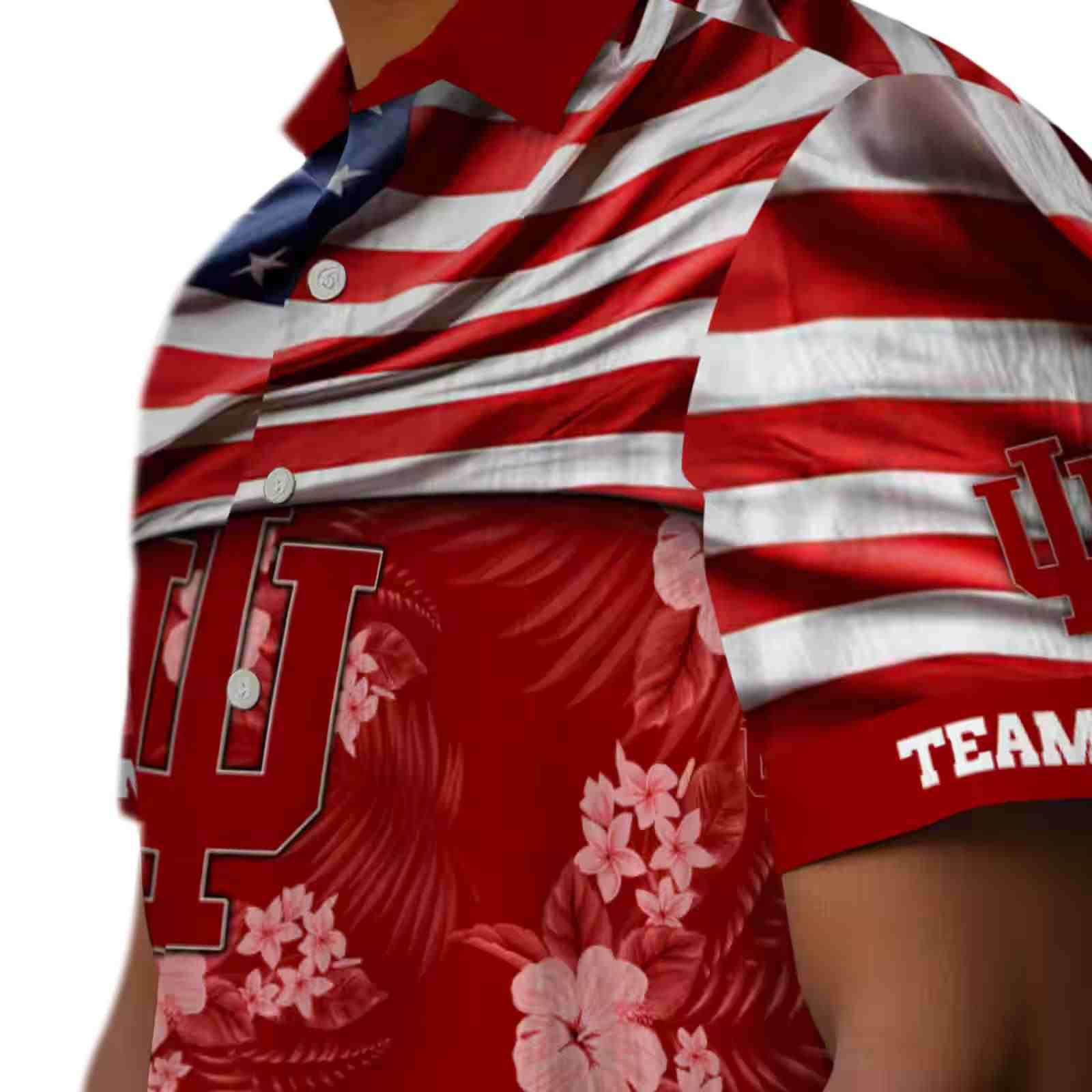 customized indiana hoosiers us flag hibiscus red hawaiian shirt trendy