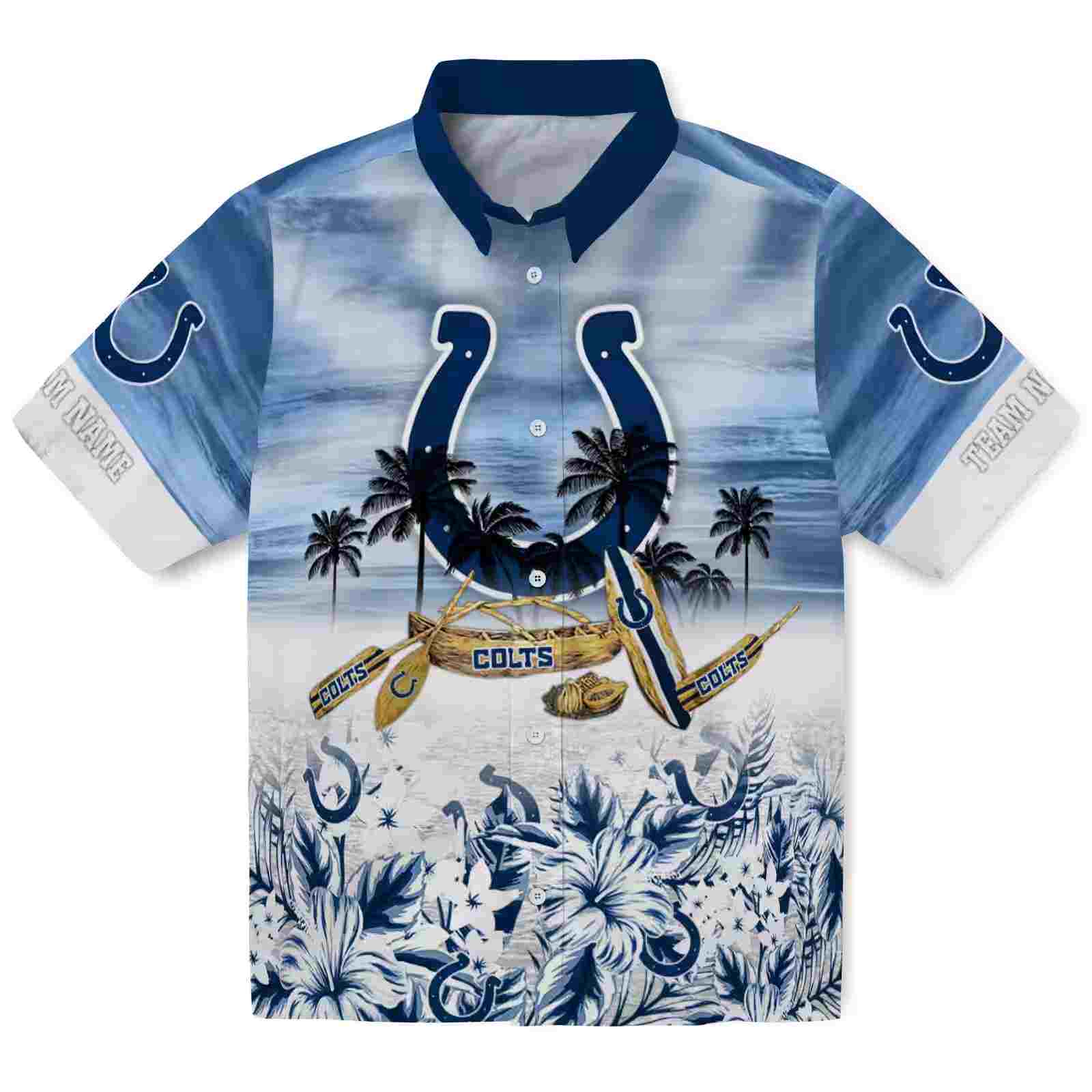 Customized Indianapolis Colts Tropical Canoe Blue Hawaiian Shirt