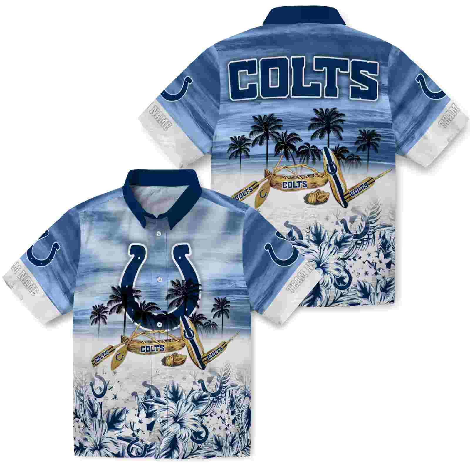 customized indianapolis colts tropical canoe blue hawaiian shirt high quality