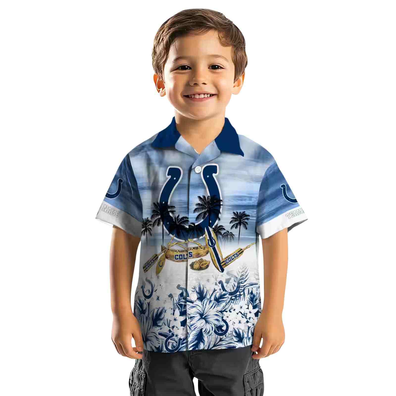 customized indianapolis colts tropical canoe blue hawaiian shirt top rated