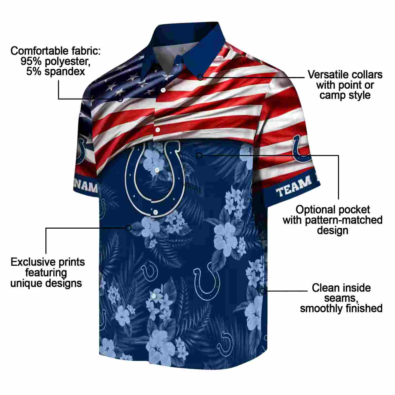 customized indianapolis colts us flag hibiscus blue hawaiian shirt new arrival