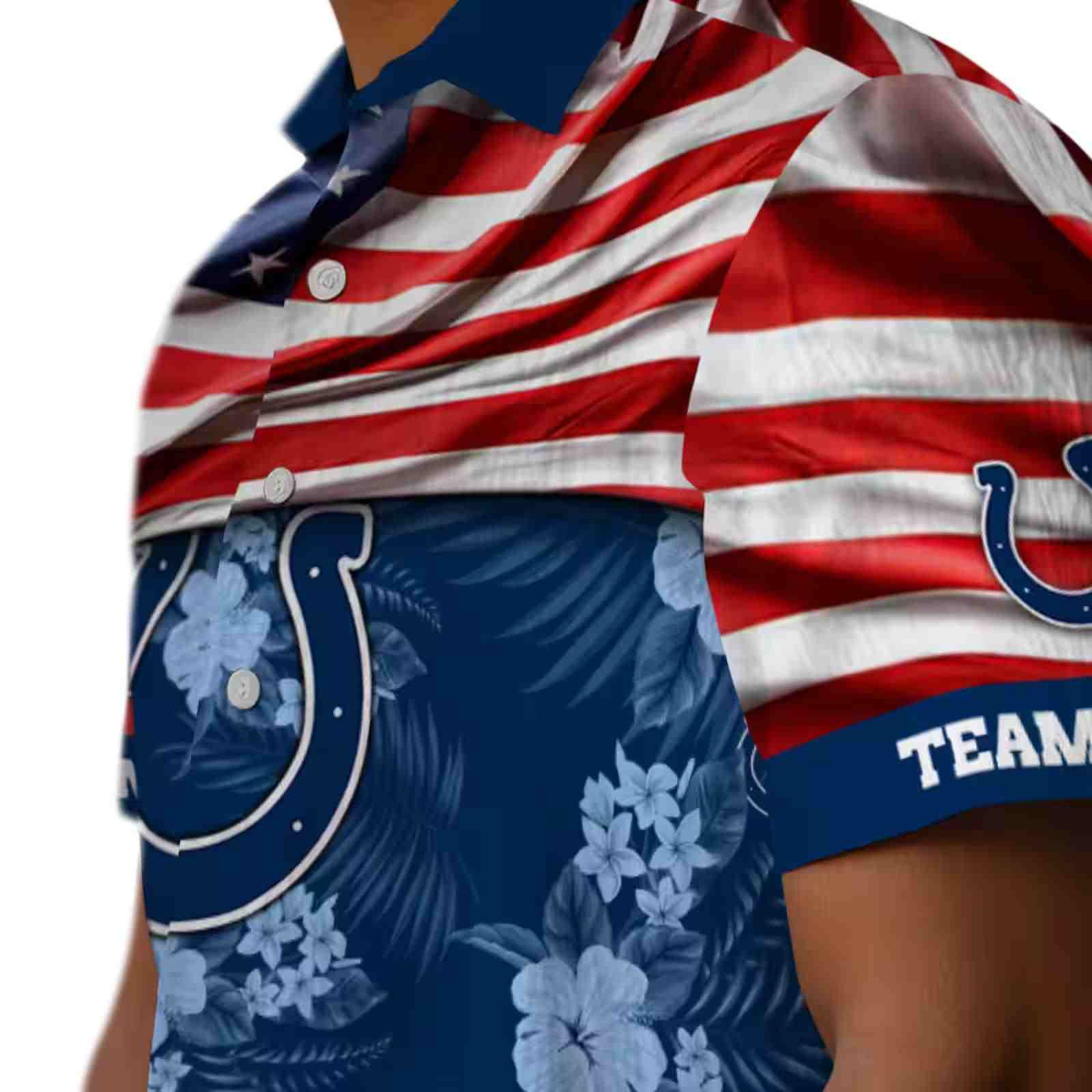 customized indianapolis colts us flag hibiscus blue hawaiian shirt trendy