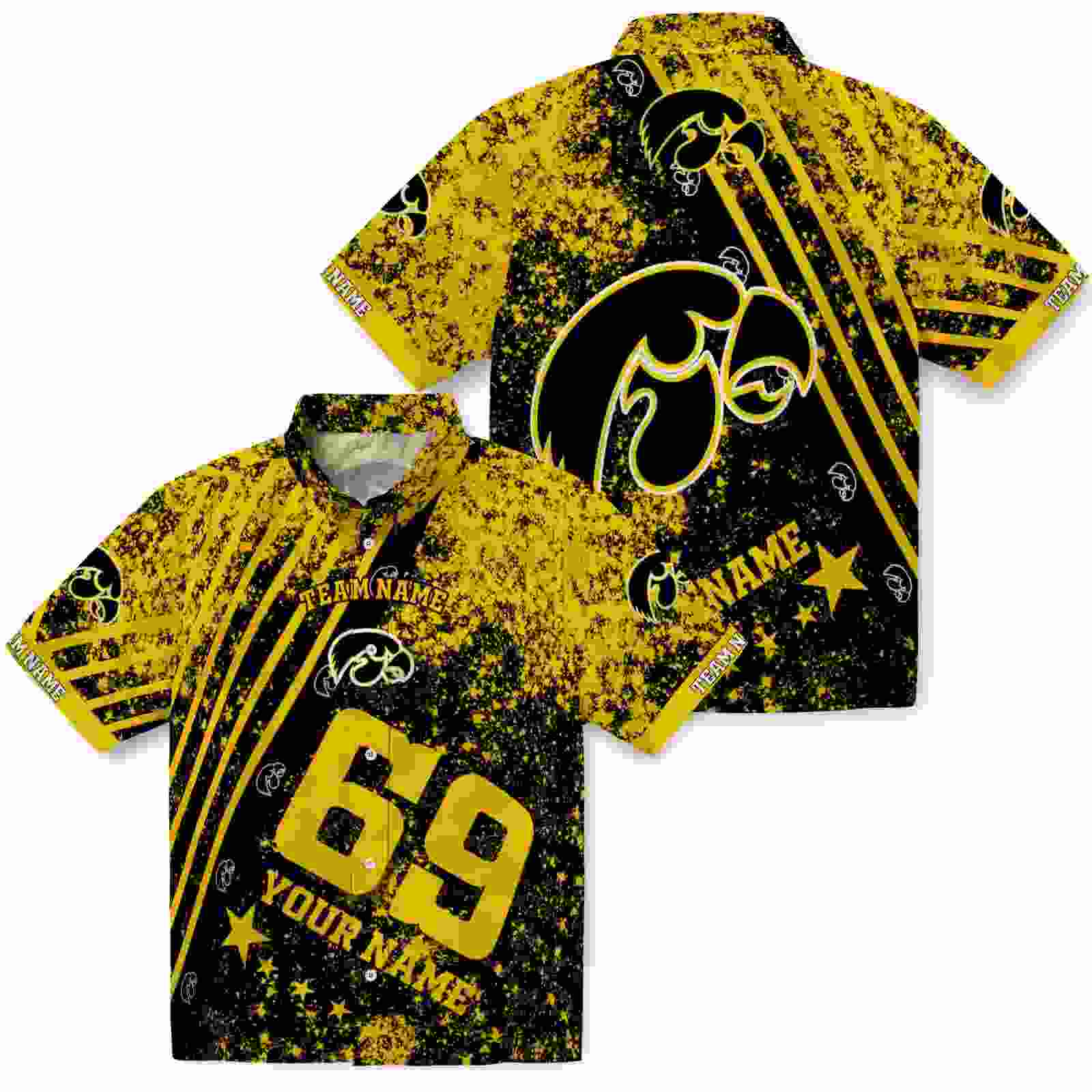 customized iowa hawkeyes star stripes black hawaiian shirt high quality