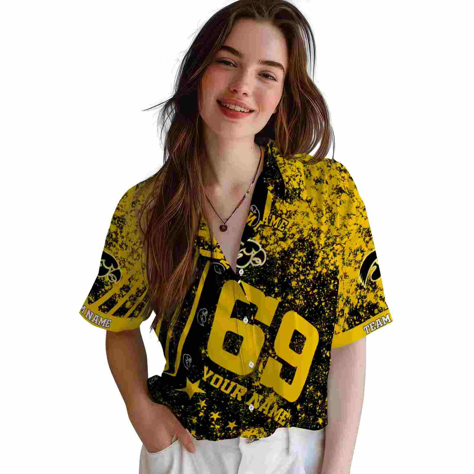 customized iowa hawkeyes star stripes black hawaiian shirt latest model