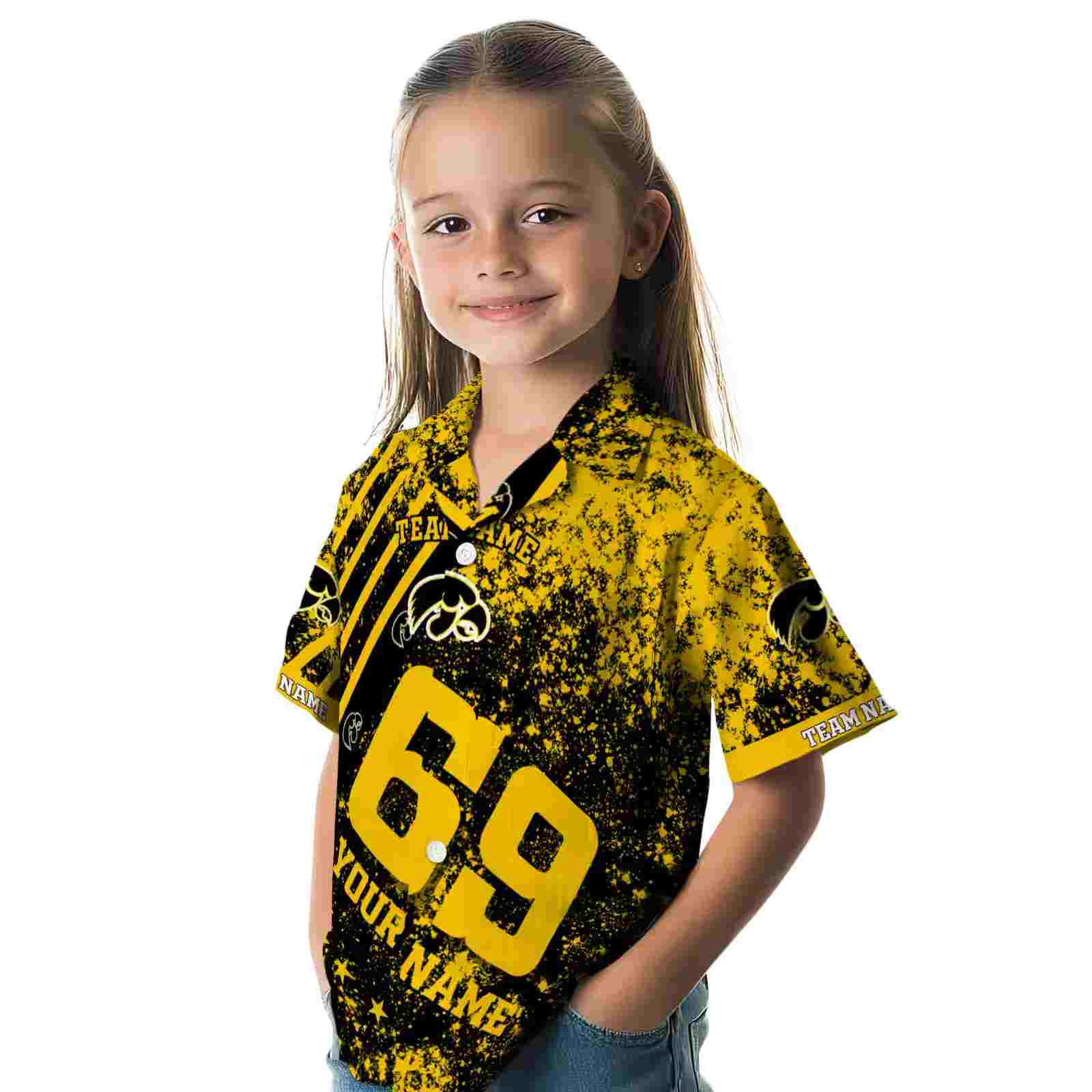 customized iowa hawkeyes star stripes black hawaiian shirt premium grade