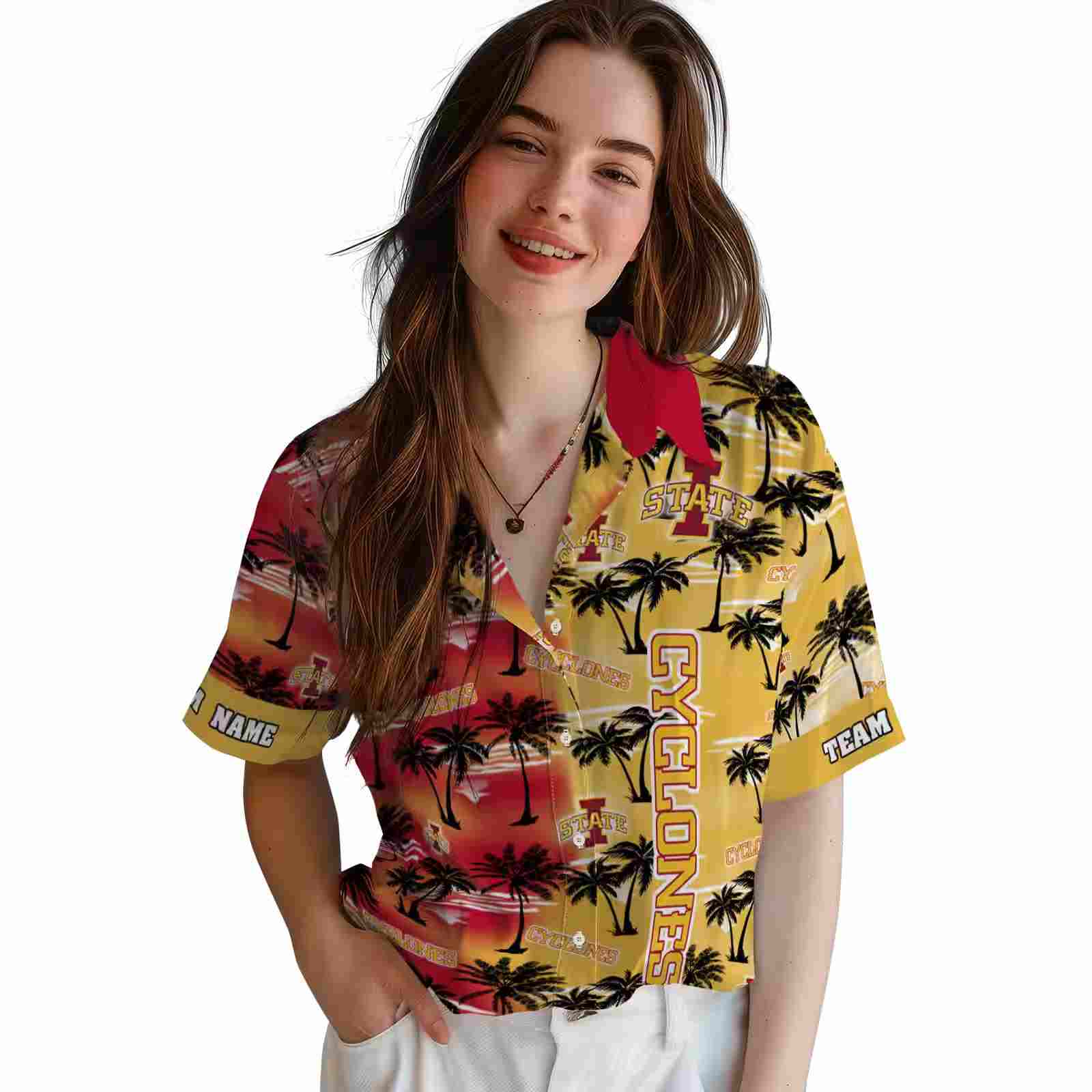 customized iowa state cyclones palm silhouettes red hawaiian shirt latest model