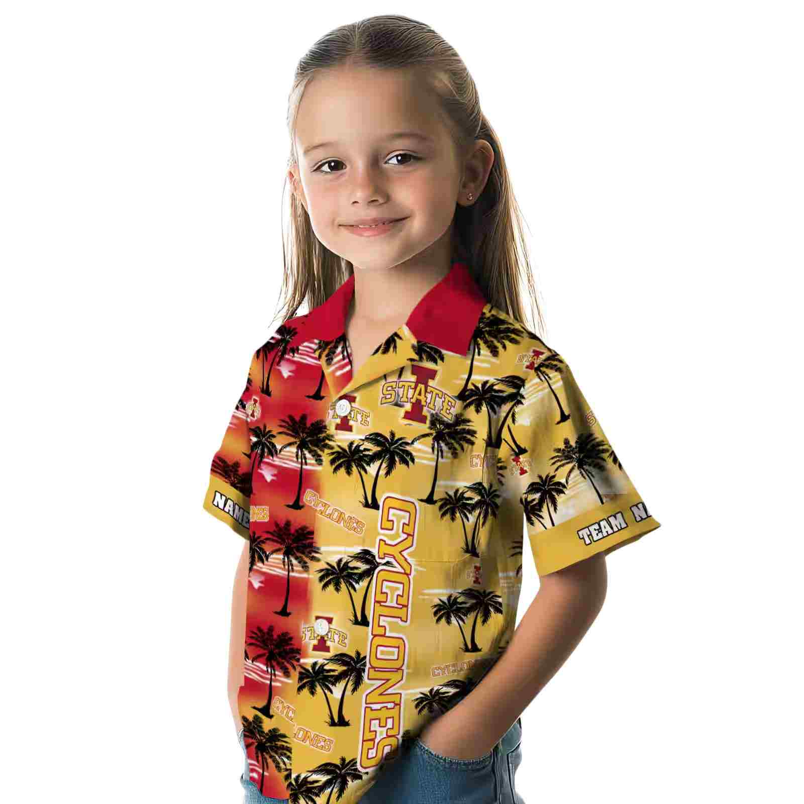 customized iowa state cyclones palm silhouettes red hawaiian shirt premium grade