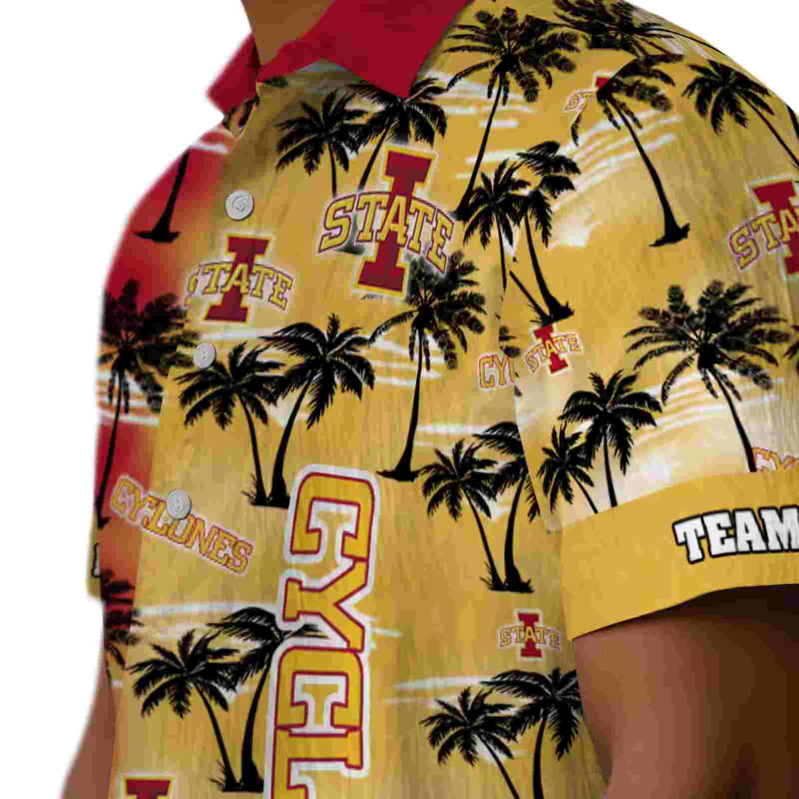 customized iowa state cyclones palm silhouettes red hawaiian shirt trendy