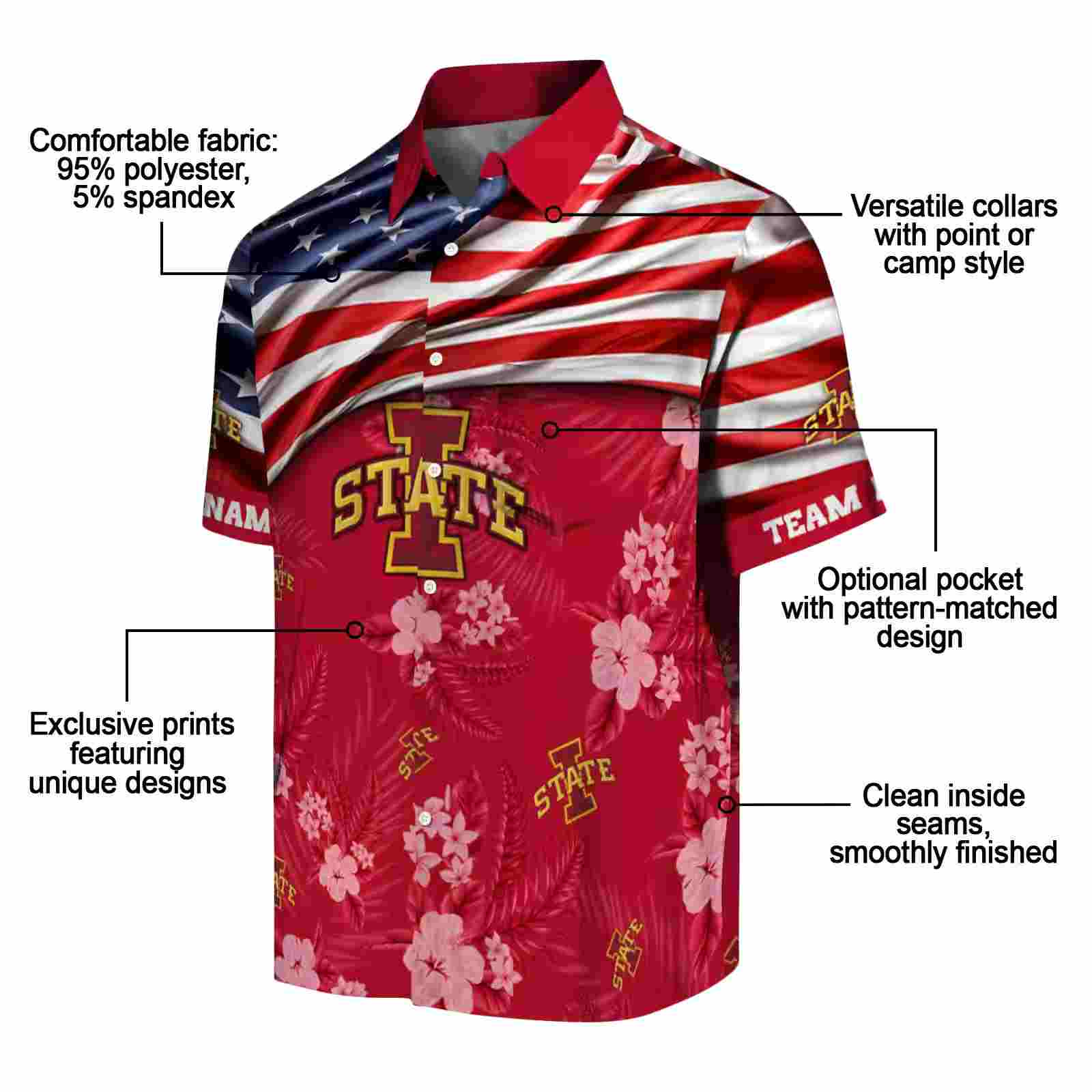 customized iowa state cyclones us flag hibiscus red hawaiian shirt new arrival