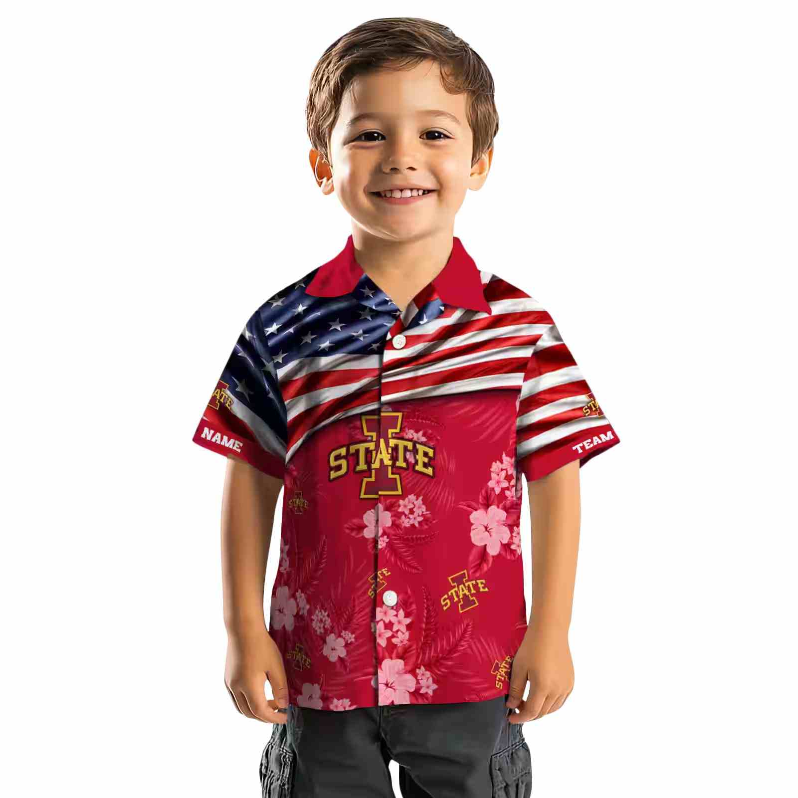 customized iowa state cyclones us flag hibiscus red hawaiian shirt top rated