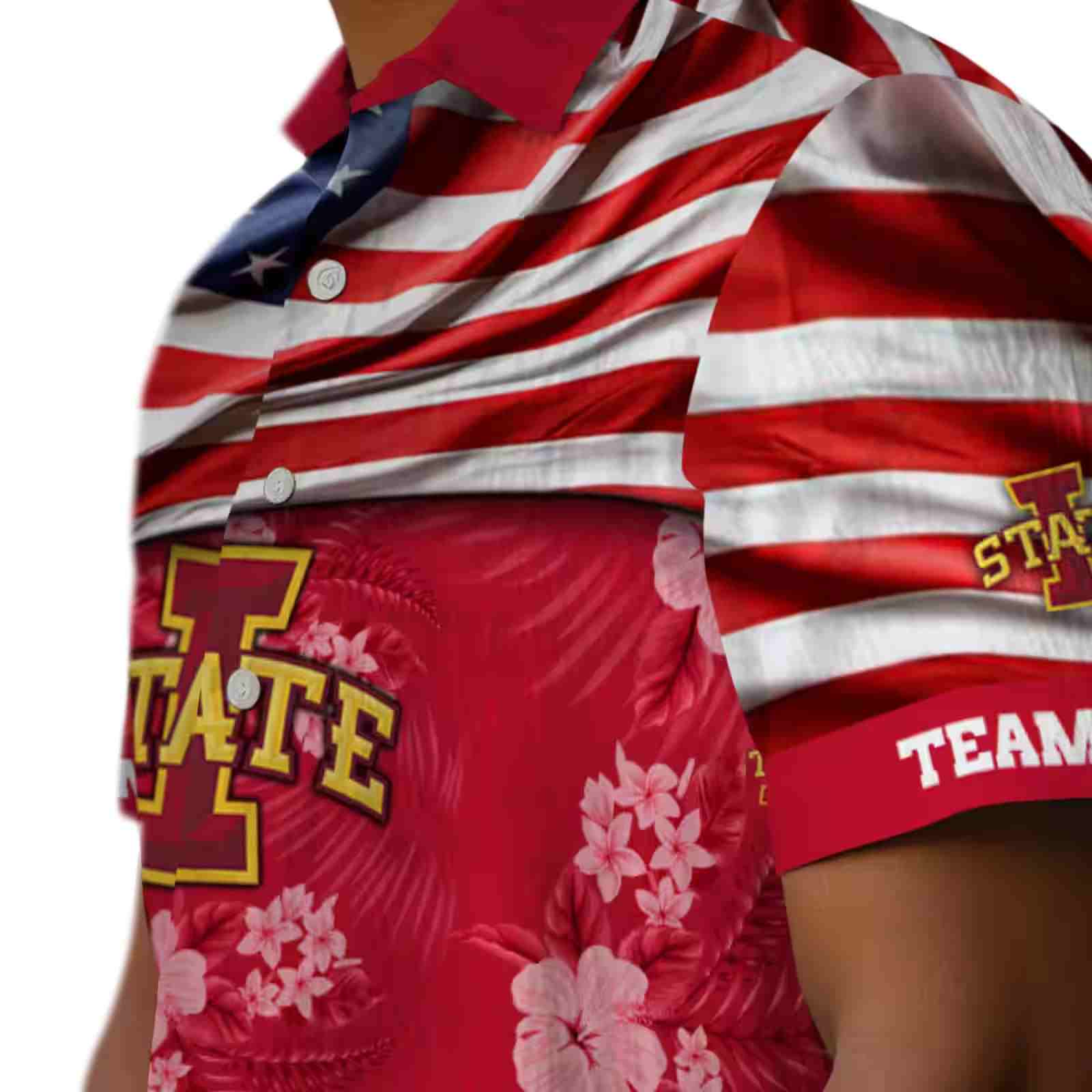 customized iowa state cyclones us flag hibiscus red hawaiian shirt trendy