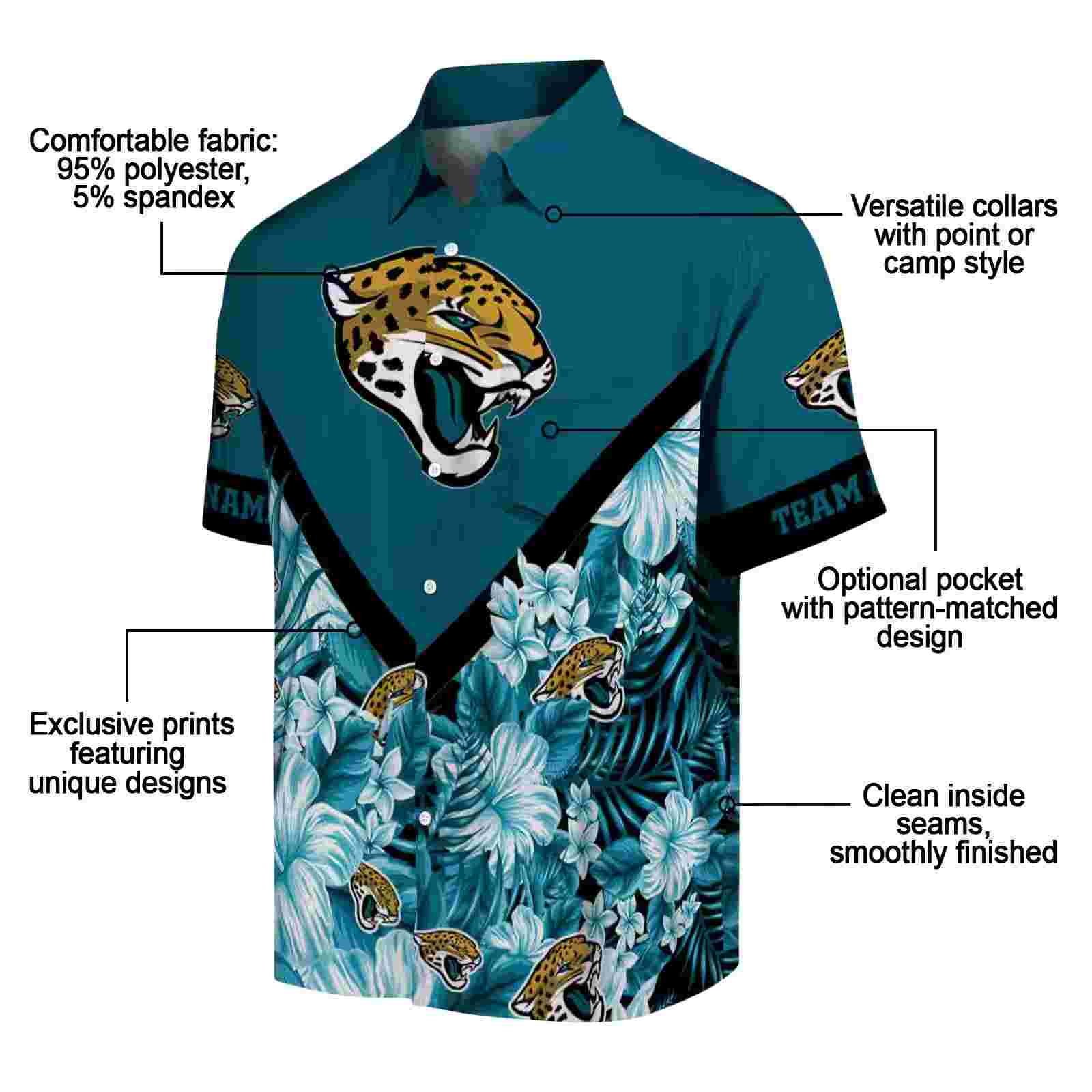 customized jacksonville jaguars floral chevron teal hawaiian shirt new arrival