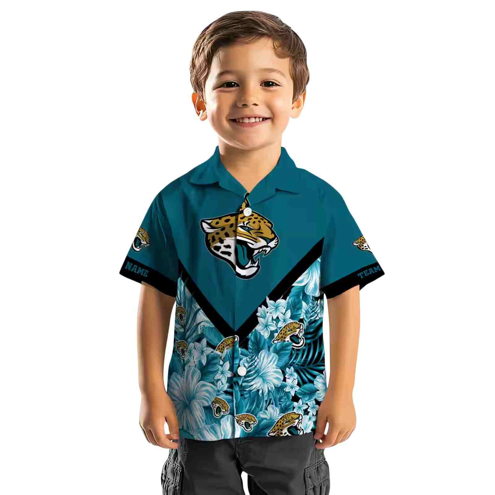 customized jacksonville jaguars floral chevron teal hawaiian shirt top rated