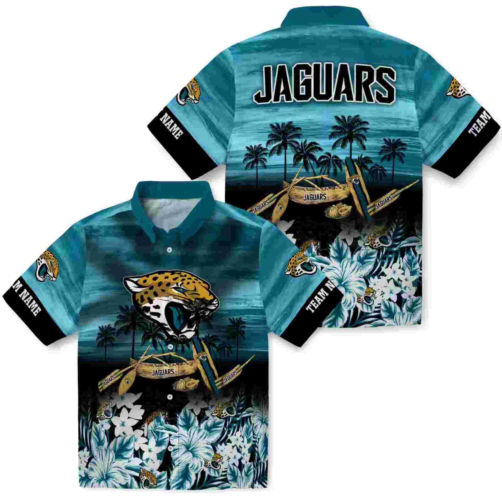 customized jacksonville jaguars tropical canoe teal hawaiian shirt high quality