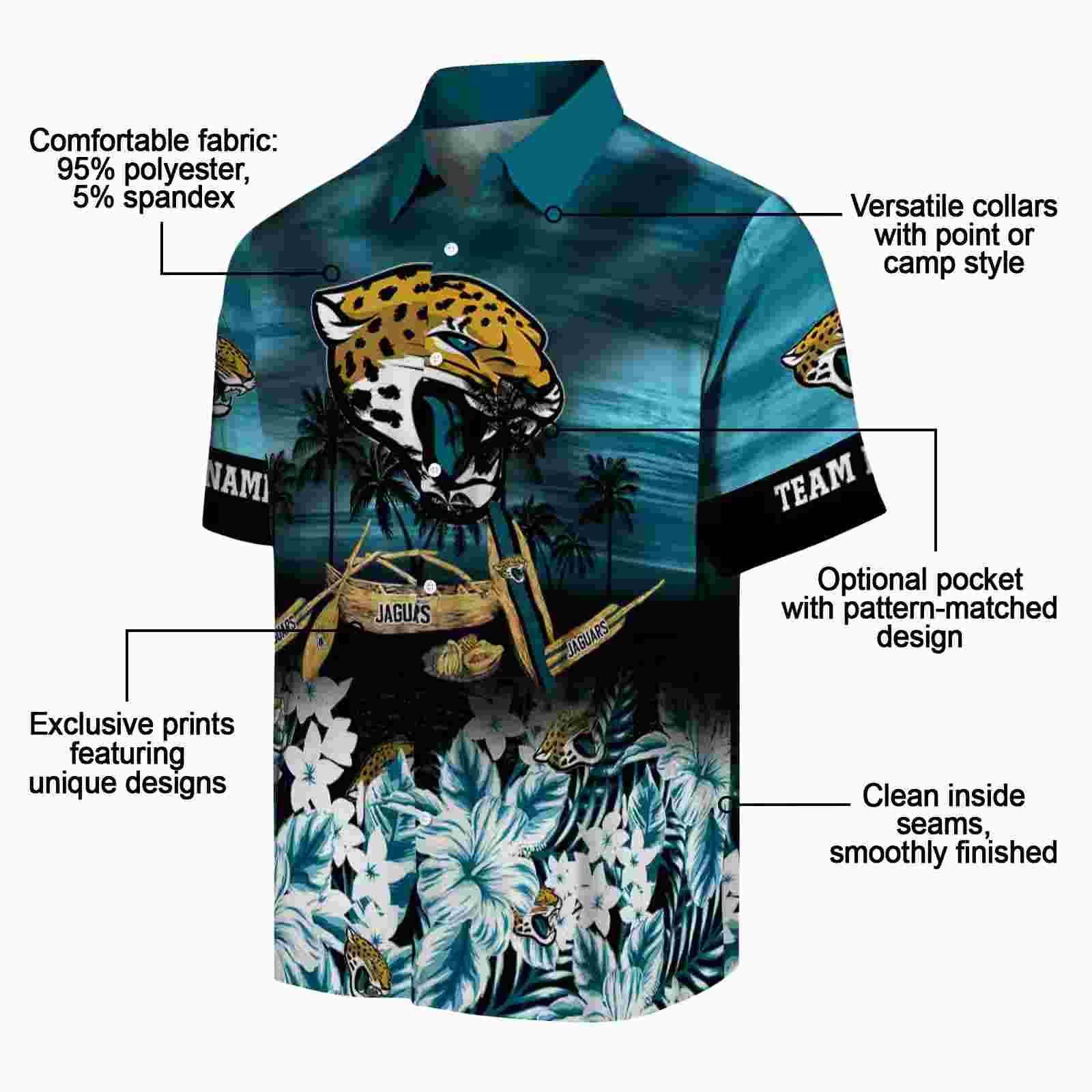 customized jacksonville jaguars tropical canoe teal hawaiian shirt new arrival