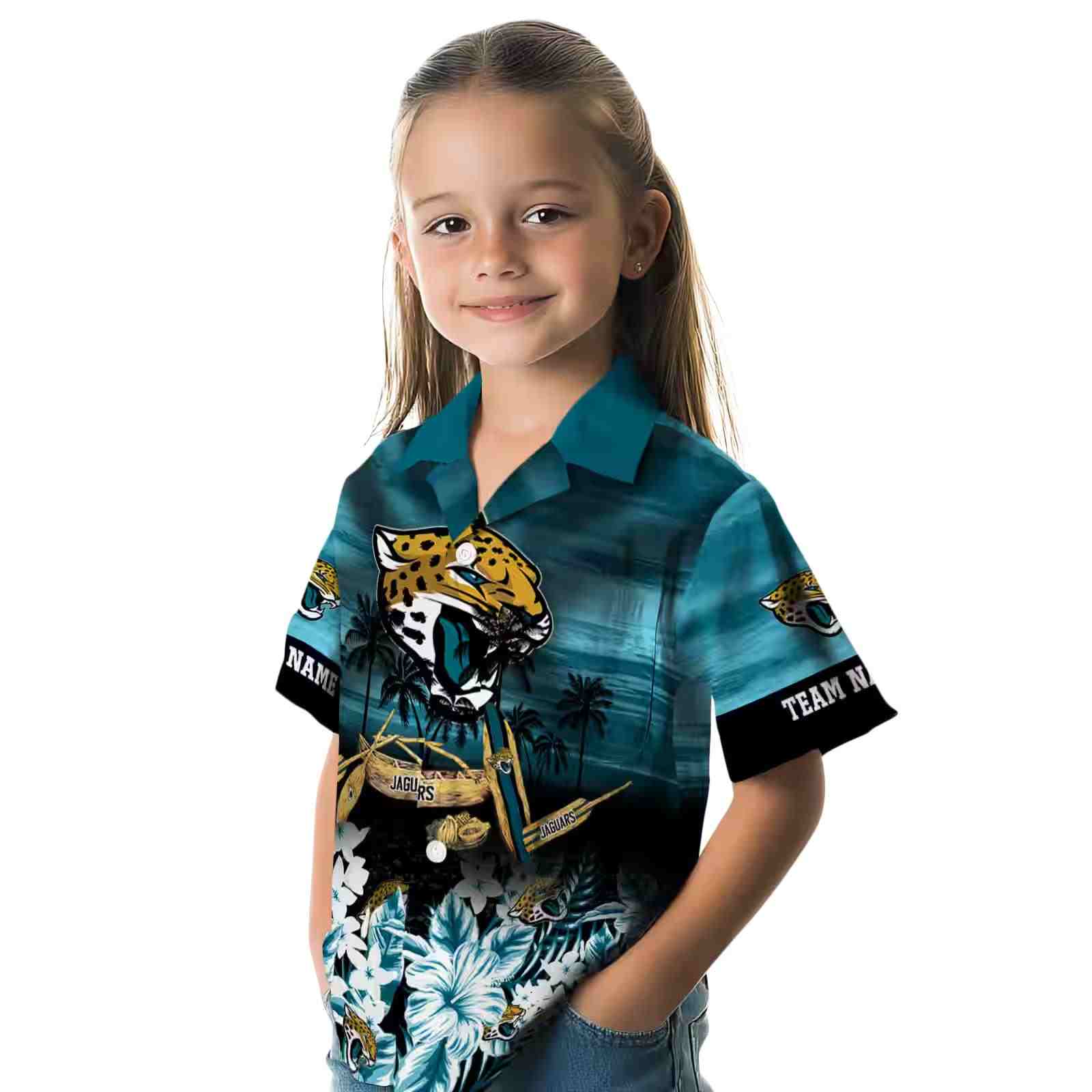 customized jacksonville jaguars tropical canoe teal hawaiian shirt premium grade