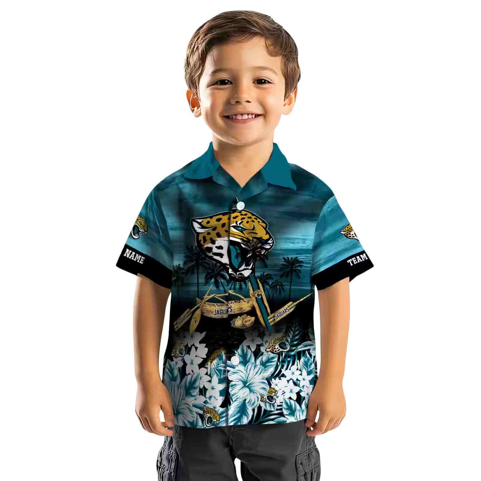 customized jacksonville jaguars tropical canoe teal hawaiian shirt top rated