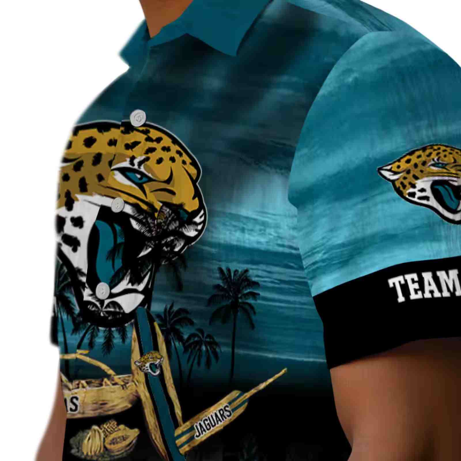 customized jacksonville jaguars tropical canoe teal hawaiian shirt trendy