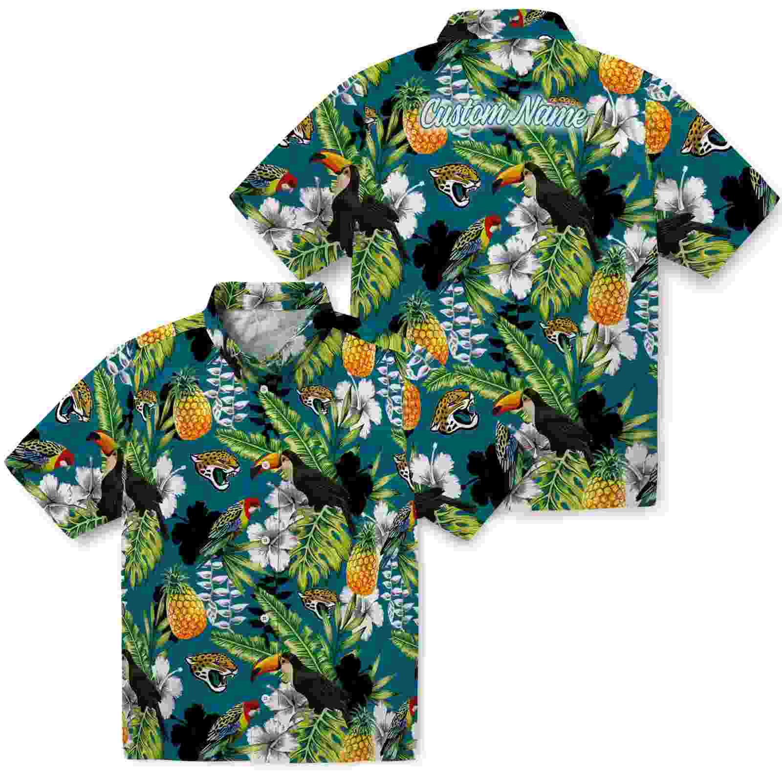 customized jacksonville jaguars tropical toucan teal green hawaiian shirt high quality