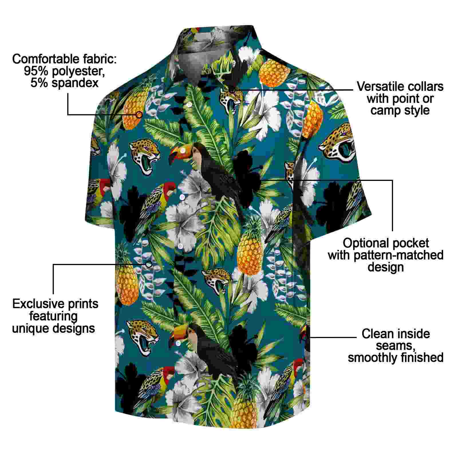 customized jacksonville jaguars tropical toucan teal green hawaiian shirt new arrival