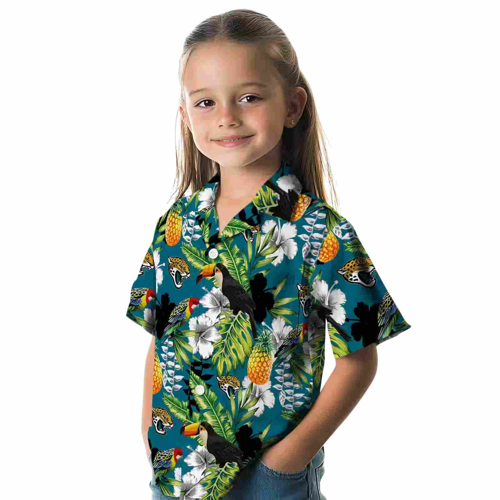 customized jacksonville jaguars tropical toucan teal green hawaiian shirt premium grade