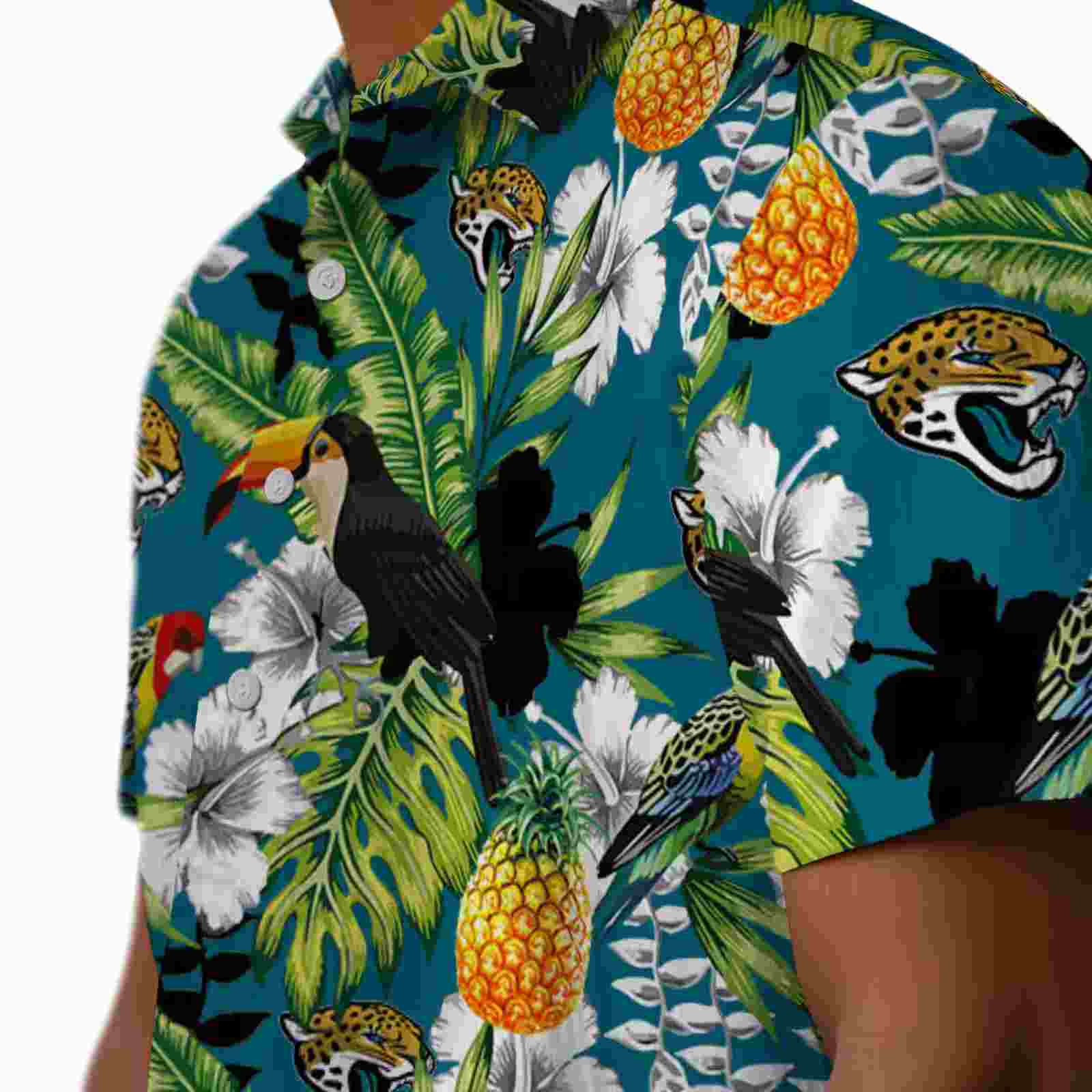 customized jacksonville jaguars tropical toucan teal green hawaiian shirt trendy