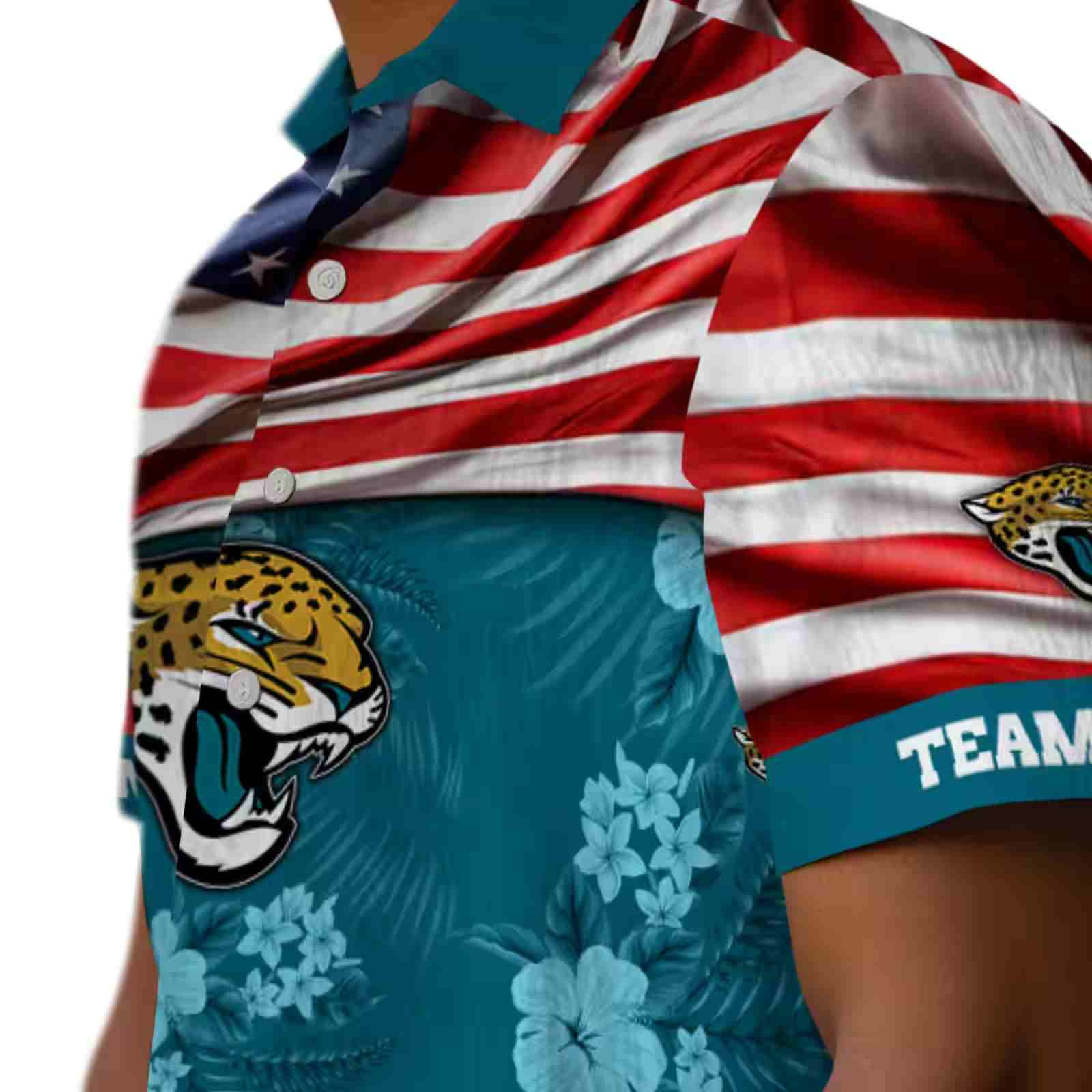 customized jacksonville jaguars us flag hibiscus teal hawaiian shirt trendy