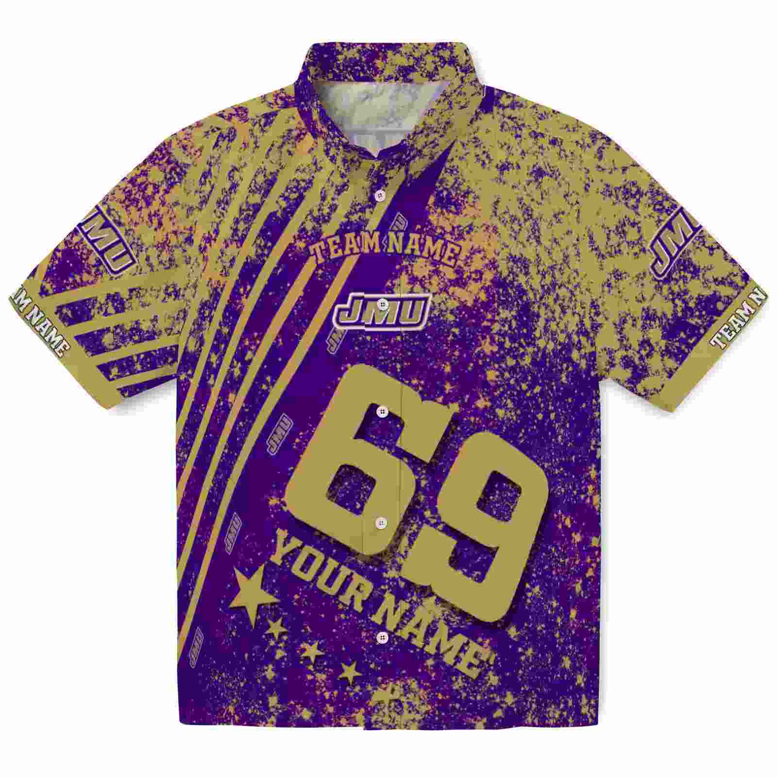 Customized James Madison Dukes Star Stripes Purple Hawaiian Shirt