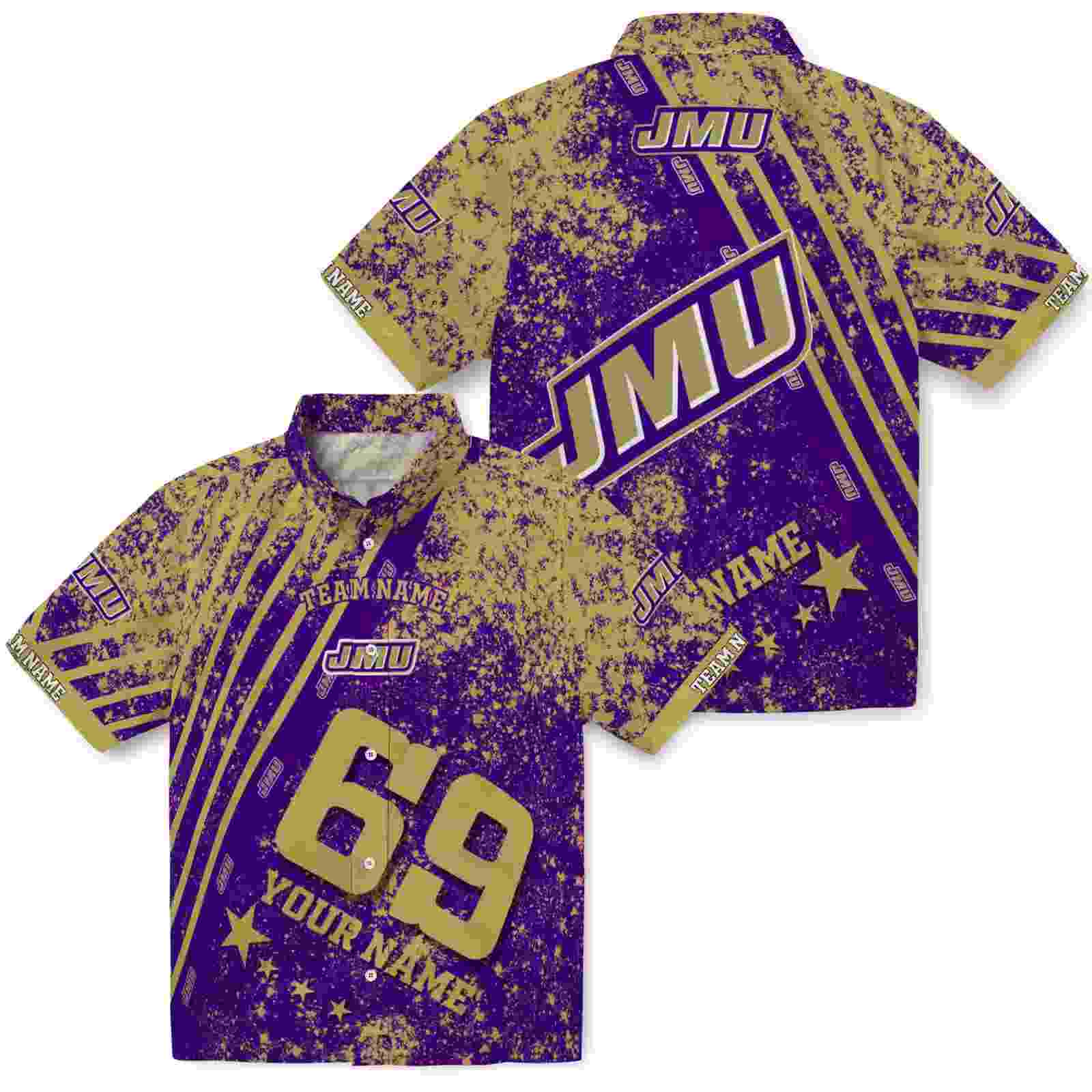 customized james madison dukes star stripes purple hawaiian shirt high quality