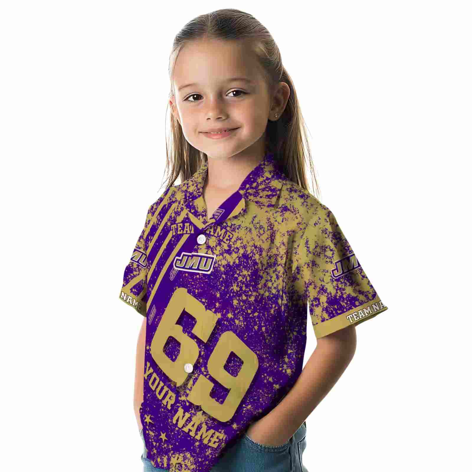 customized james madison dukes star stripes purple hawaiian shirt premium grade