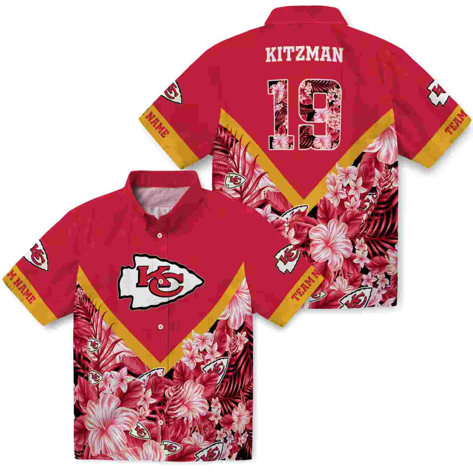 customized kansas city chiefs floral chevron red hawaiian shirt high quality