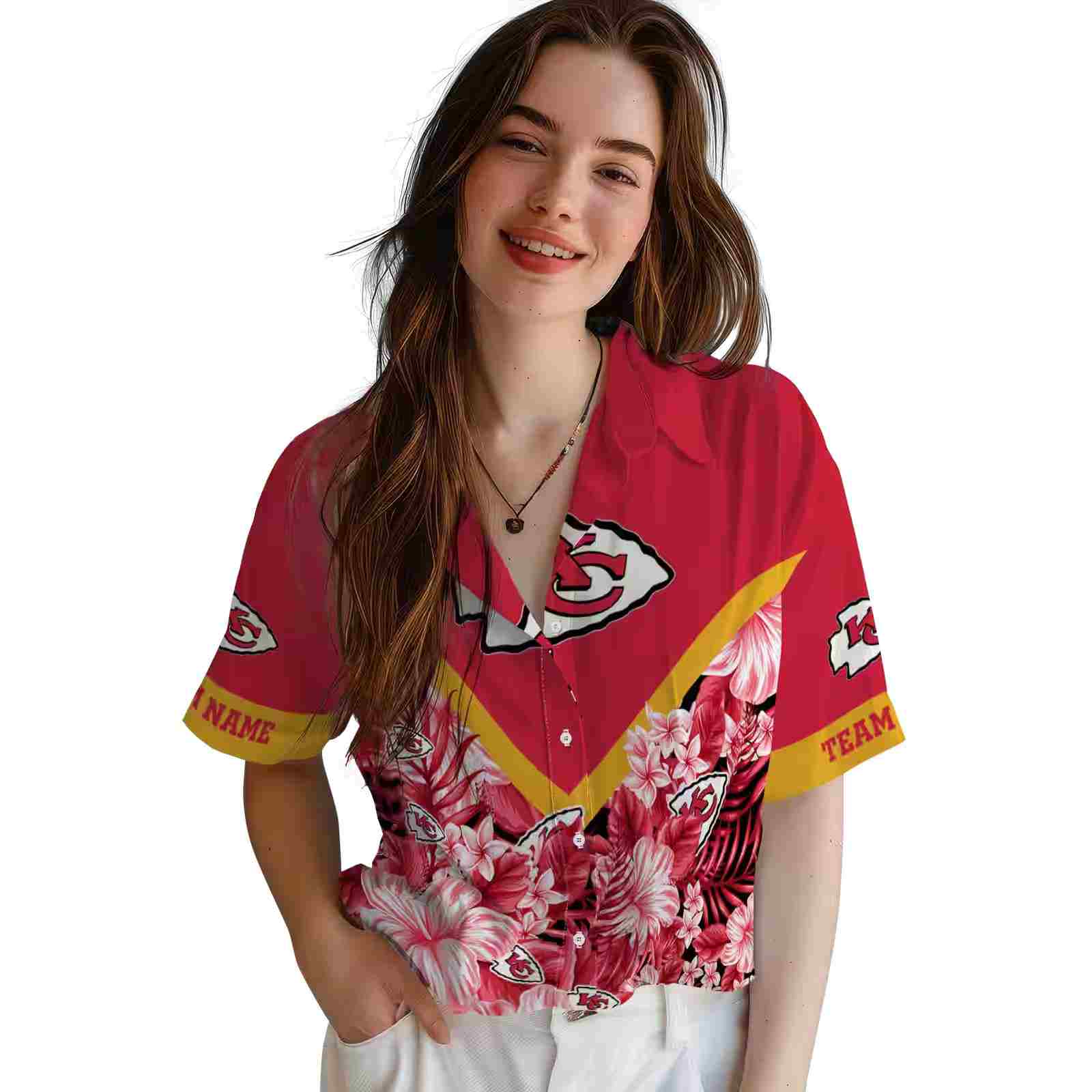 customized kansas city chiefs floral chevron red hawaiian shirt latest model