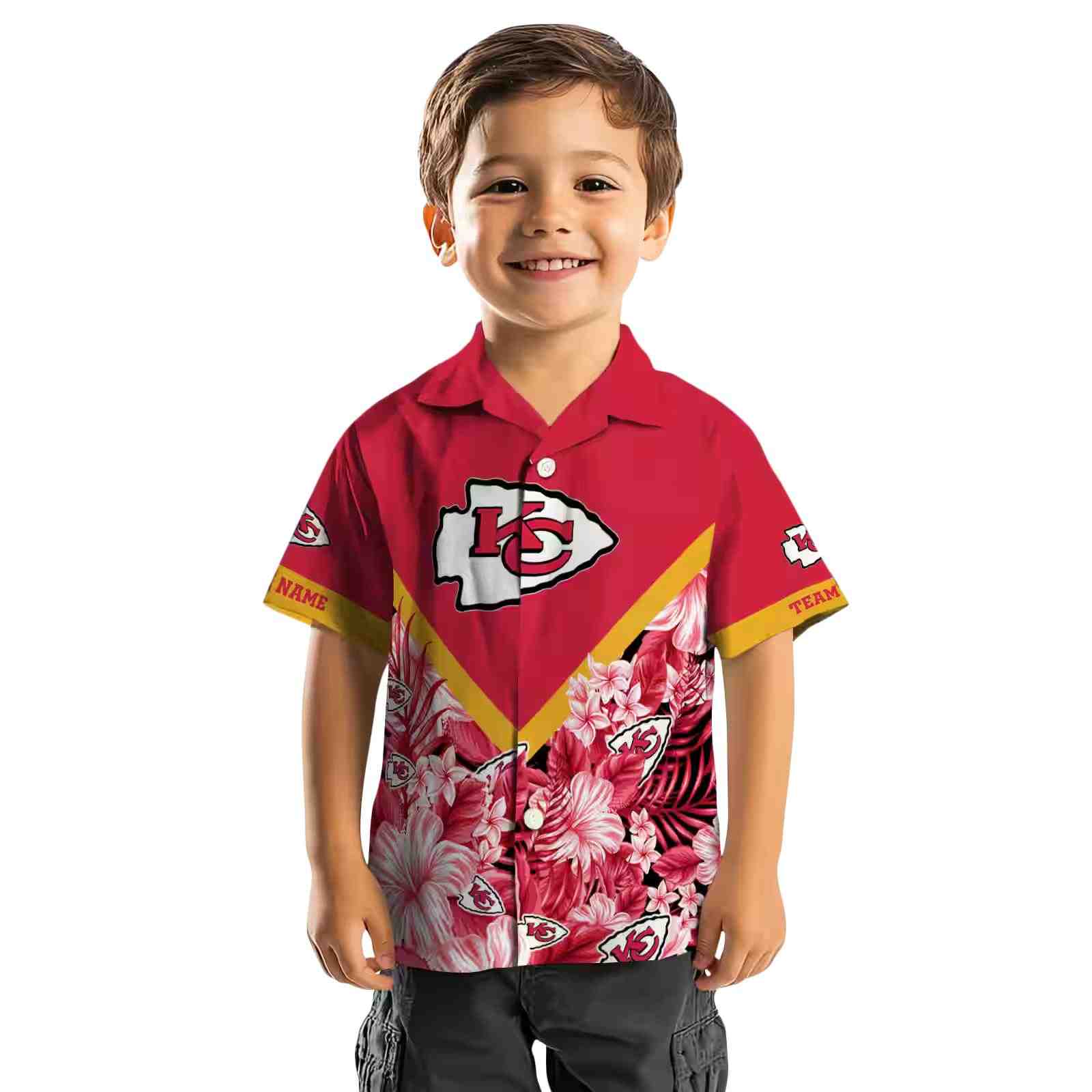 customized kansas city chiefs floral chevron red hawaiian shirt top rated