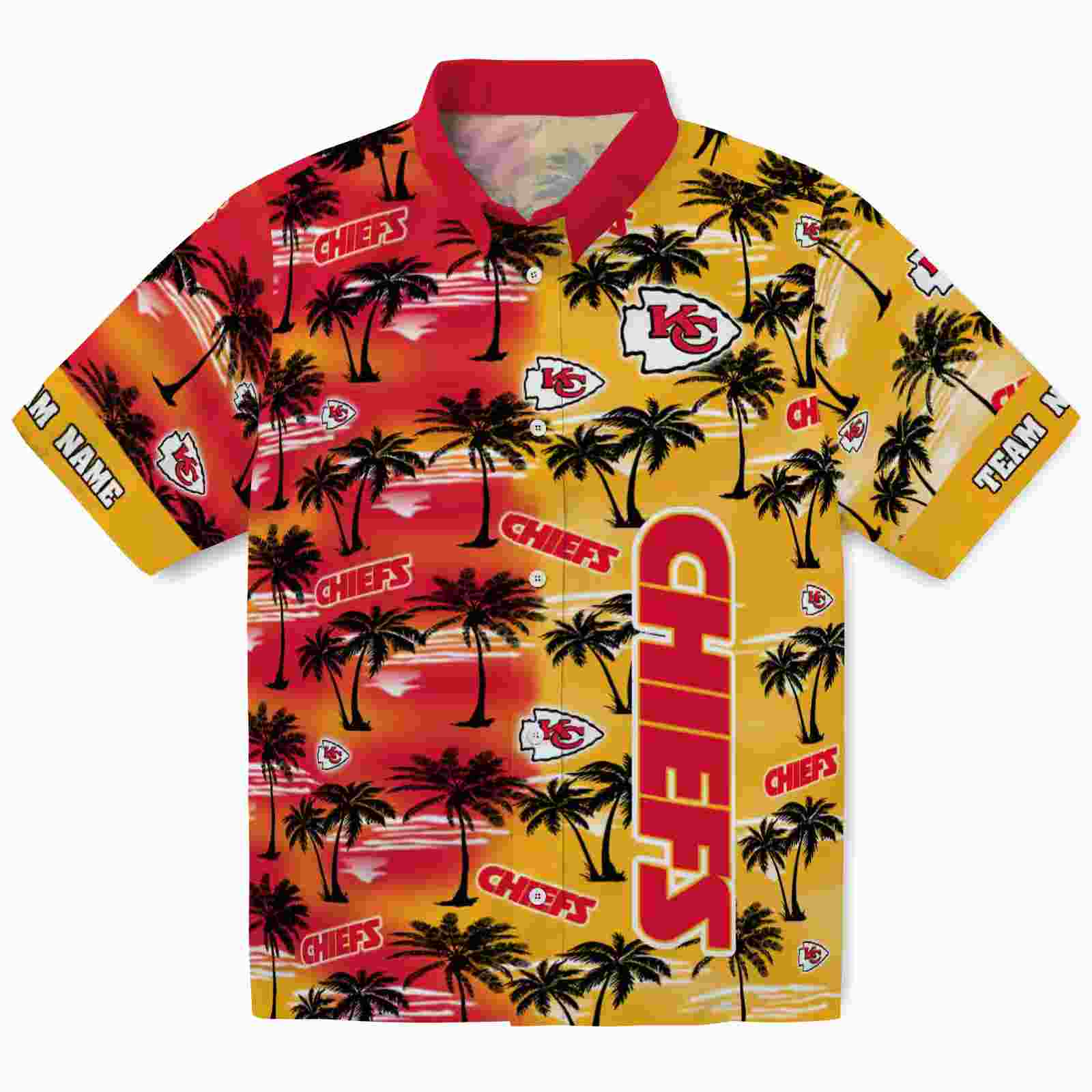 Customized Kansas City Chiefs Palm Silhouettes Red Hawaiian Shirt