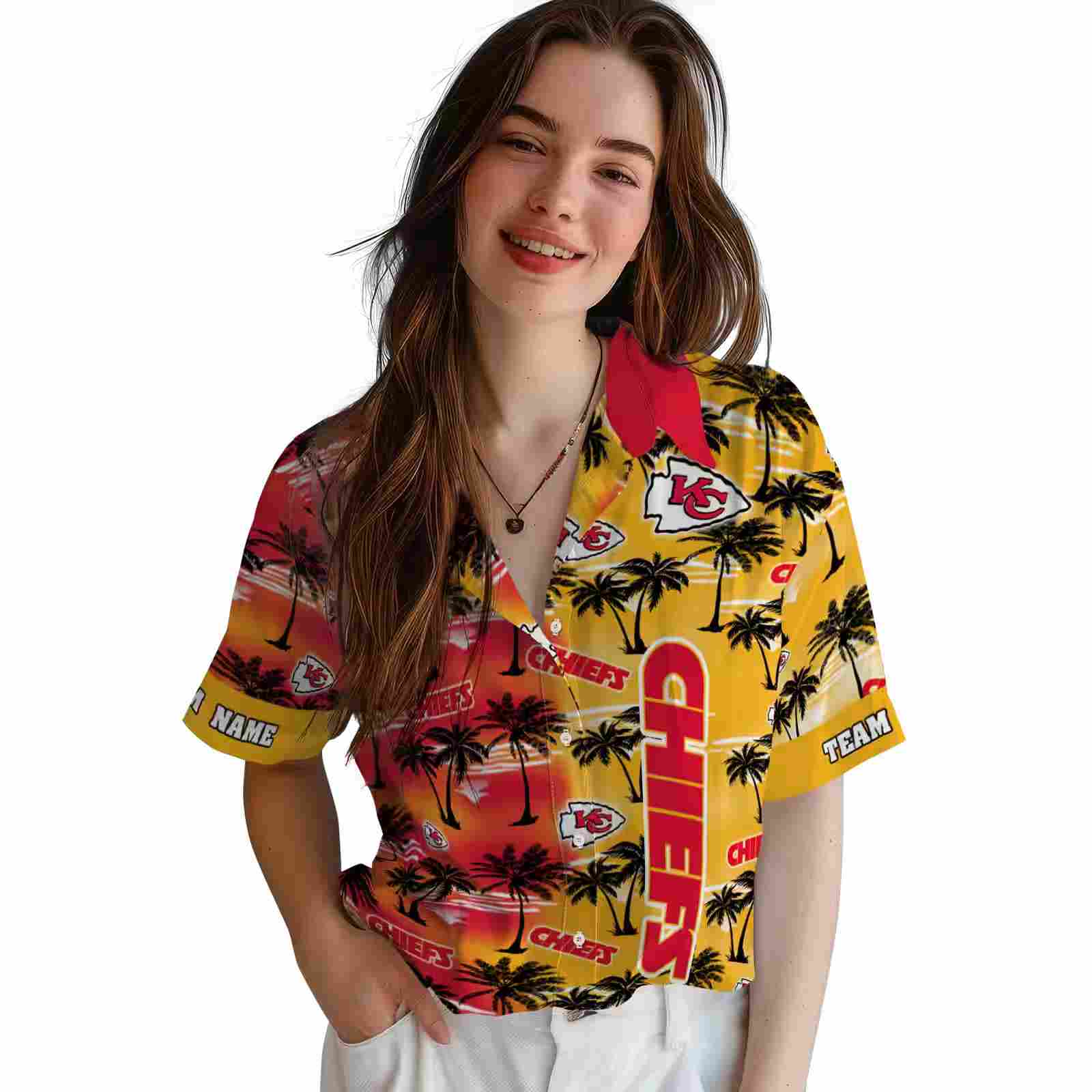 customized kansas city chiefs palm silhouettes red hawaiian shirt latest model