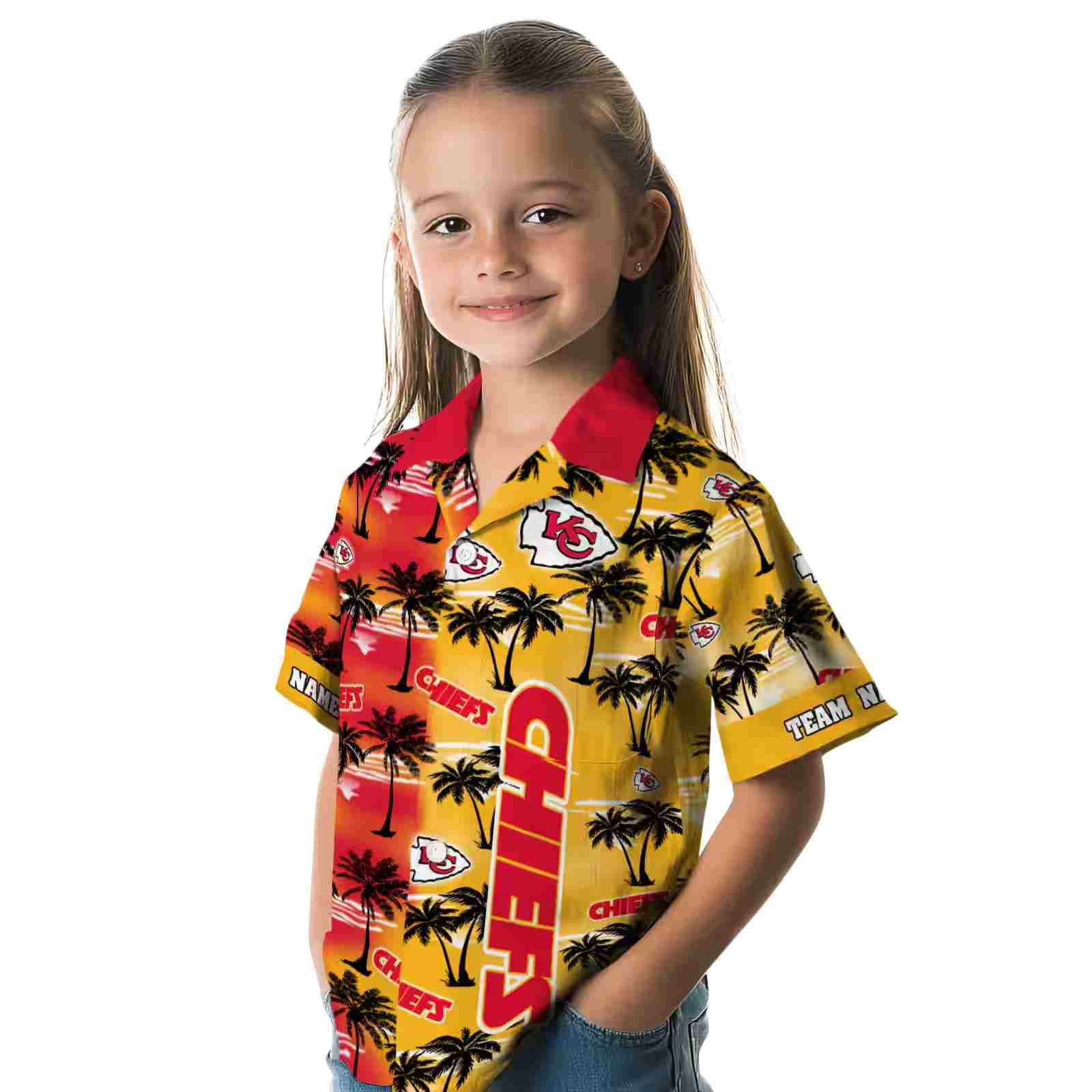 customized kansas city chiefs palm silhouettes red hawaiian shirt premium grade