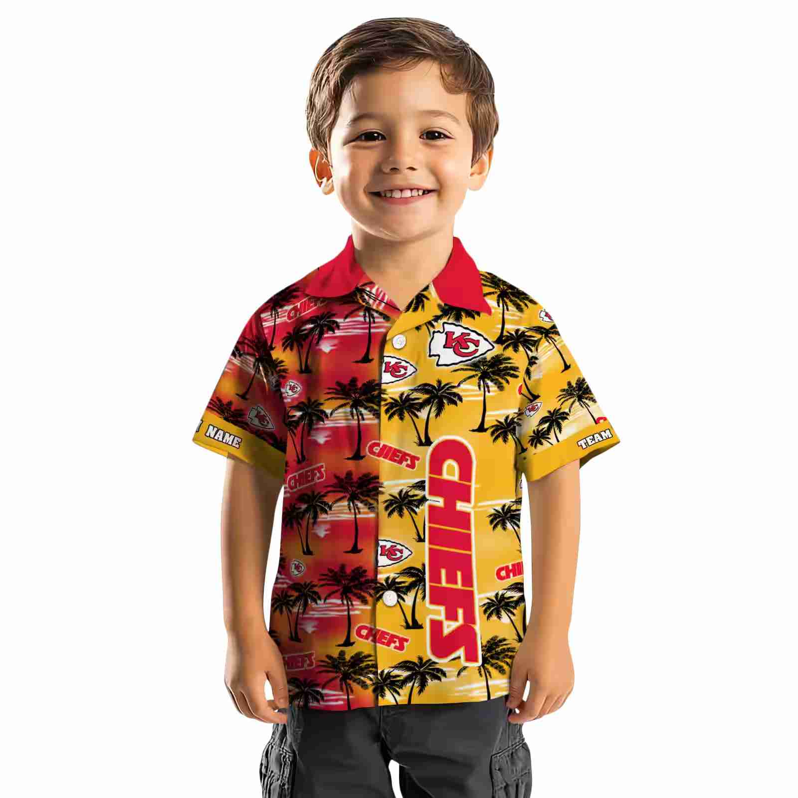 customized kansas city chiefs palm silhouettes red hawaiian shirt top rated