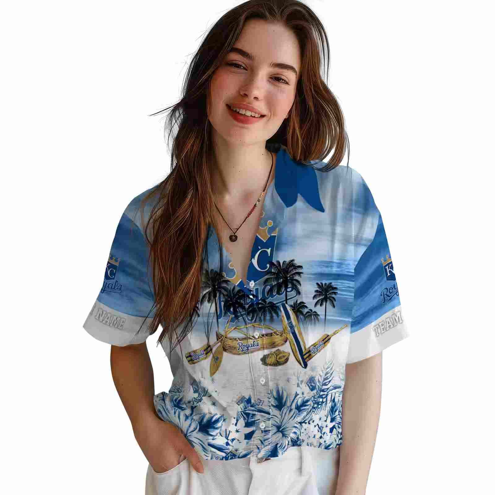 customized kansas city royals tropical canoe royal blue hawaiian shirt latest model