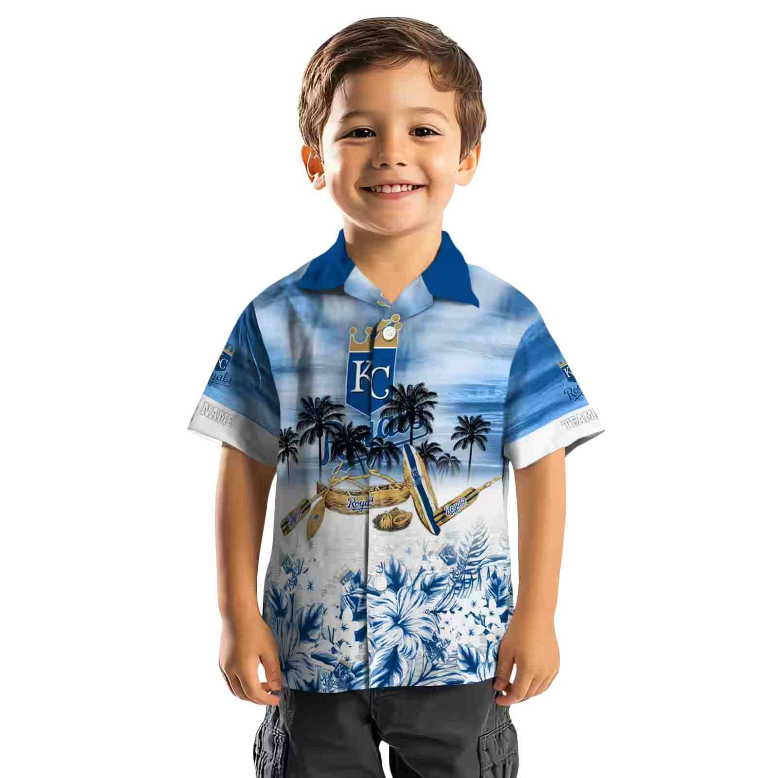 customized kansas city royals tropical canoe royal blue hawaiian shirt top rated