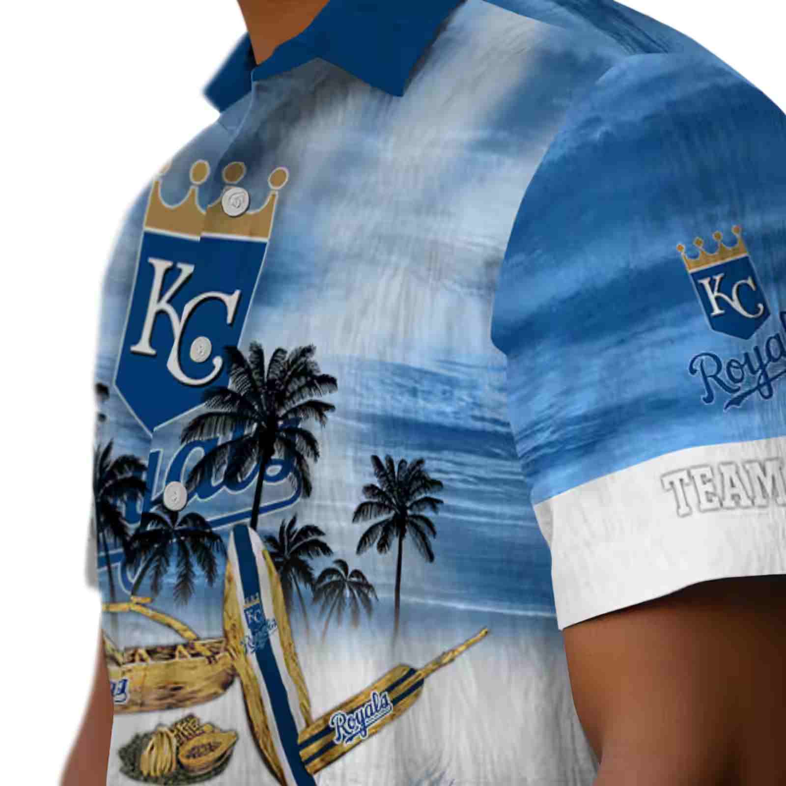 customized kansas city royals tropical canoe royal blue hawaiian shirt trendy