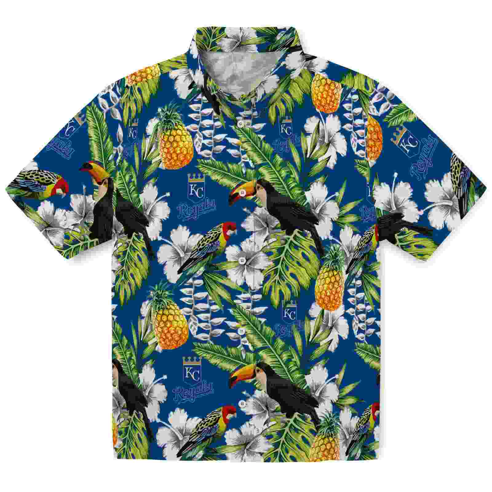 Customized Kansas City Royals Tropical Toucan Royal Blue Green Hawaiian Shirt