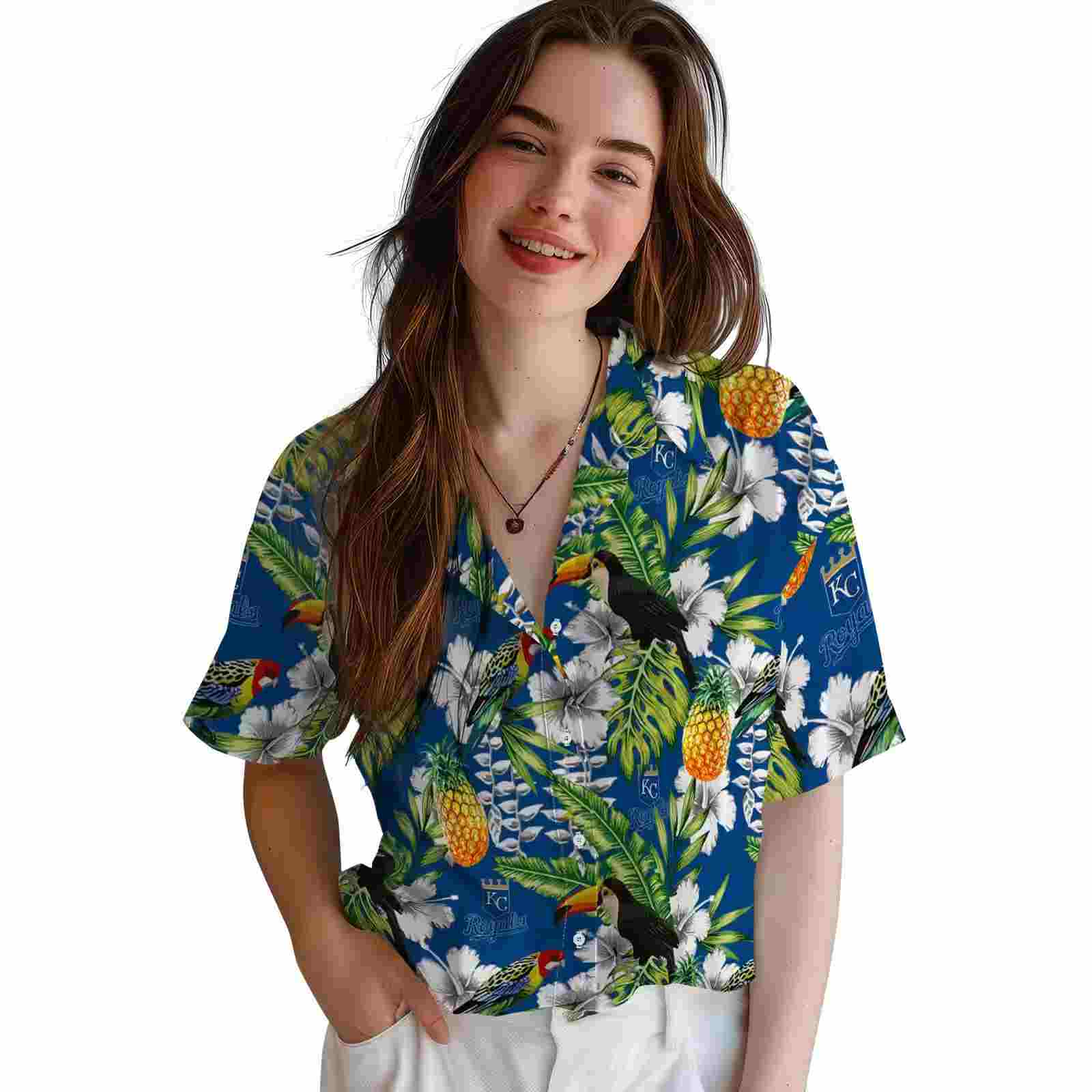 customized kansas city royals tropical toucan royal blue green hawaiian shirt latest model