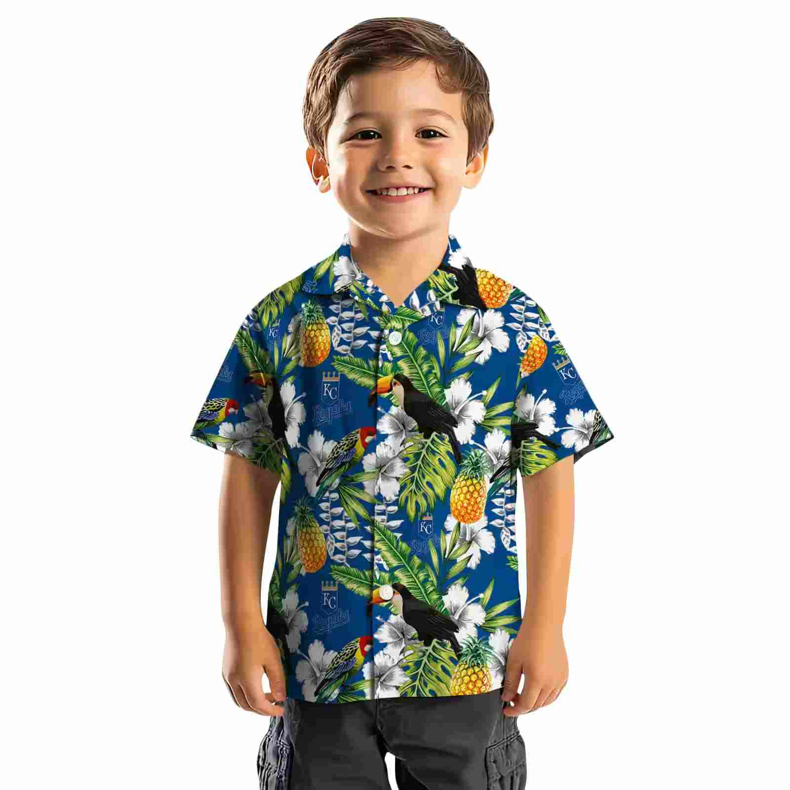 customized kansas city royals tropical toucan royal blue green hawaiian shirt top rated