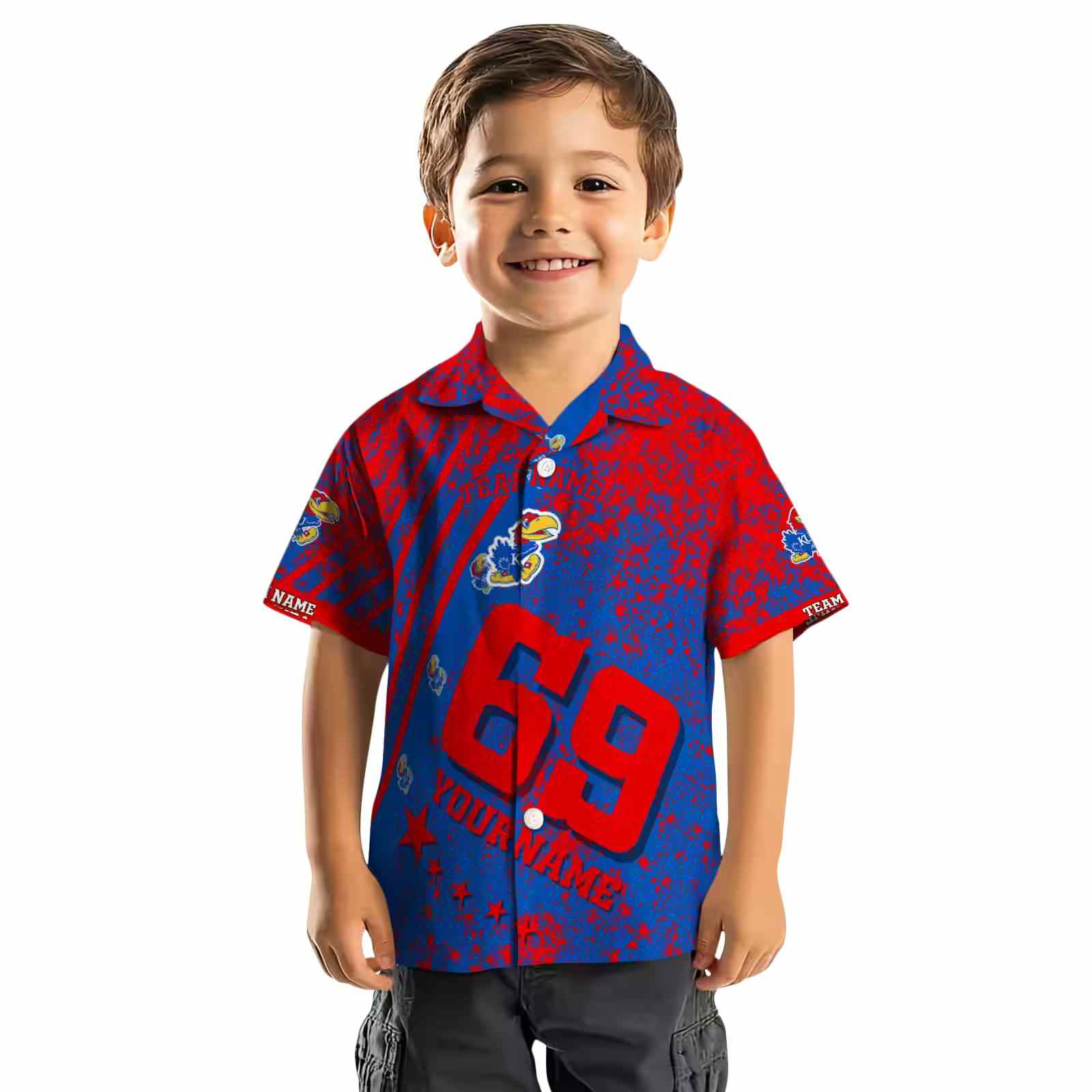 customized kansas jayhawks star stripes blue hawaiian shirt top rated