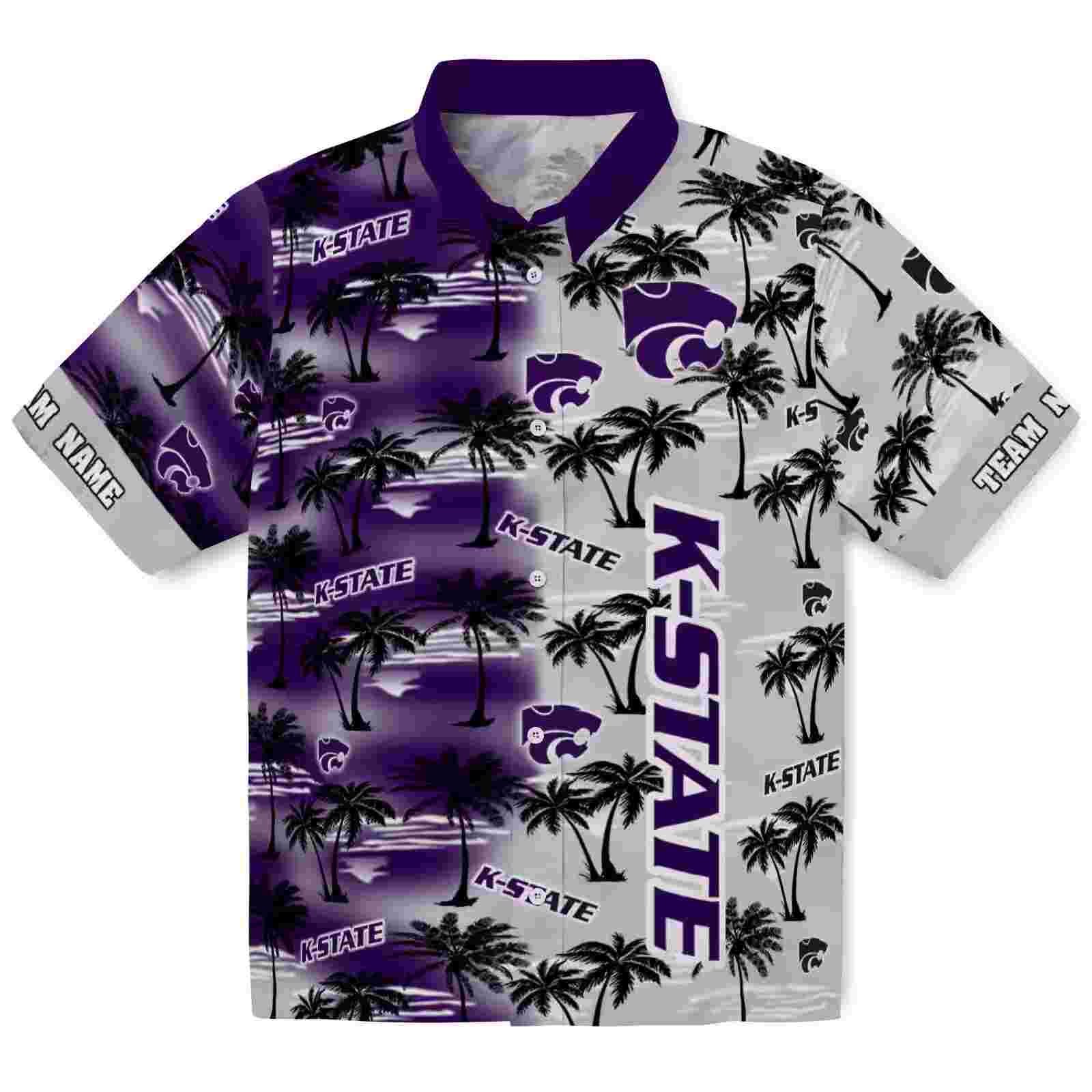 Customized Kansas State Wildcats Palm Silhouettes Purple Hawaiian Shirt