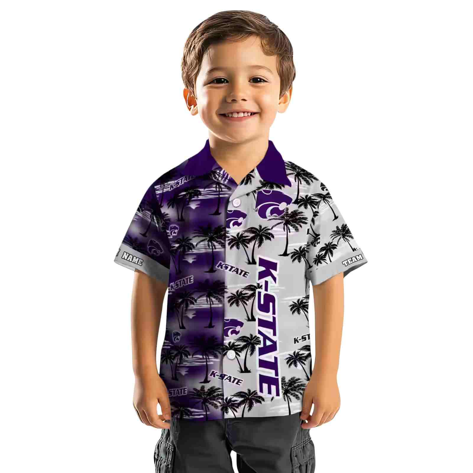 customized kansas state wildcats palm silhouettes purple hawaiian shirt top rated